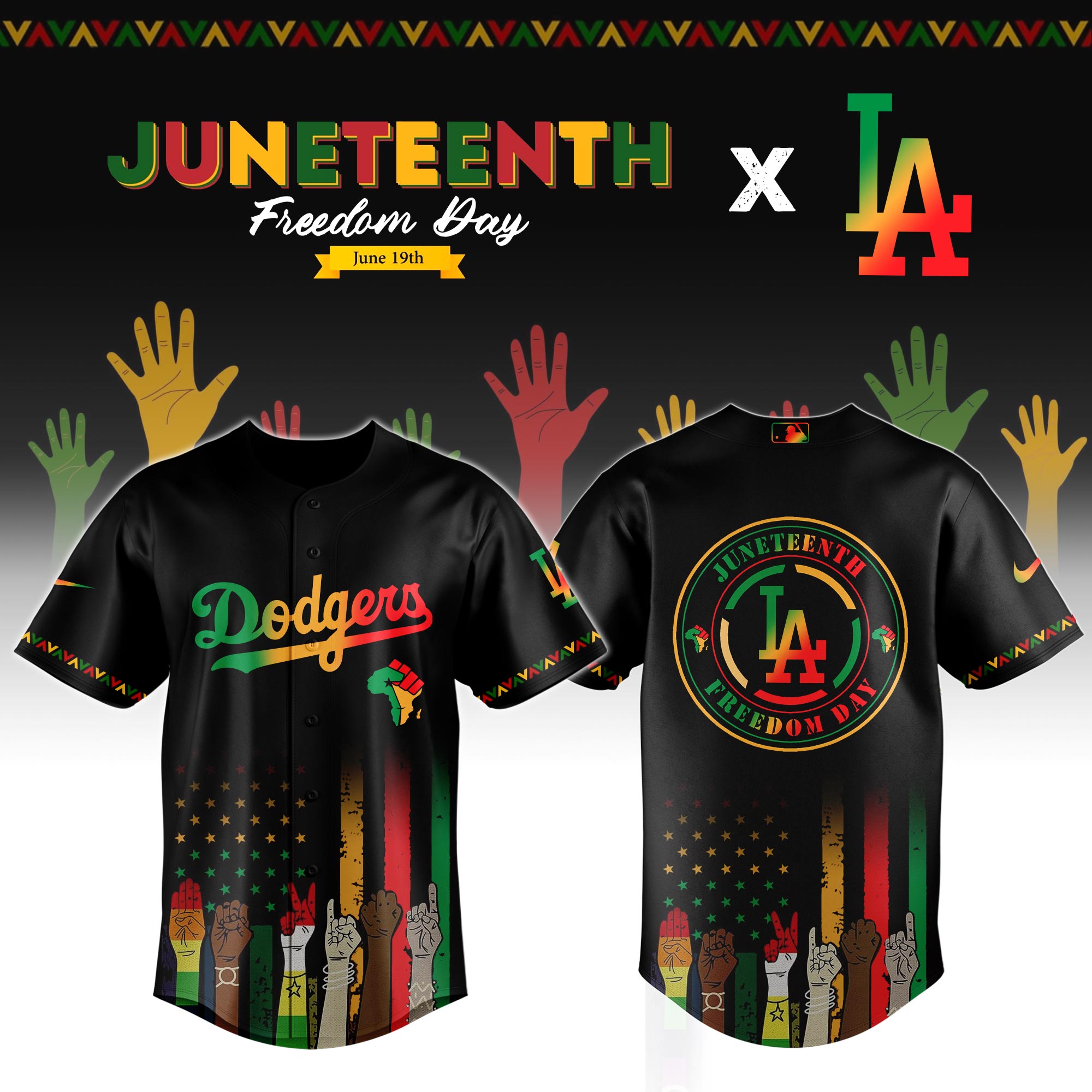 Los Angeles Dodgers Mlb X Juneteenth Custom Baseball Jersey 2025