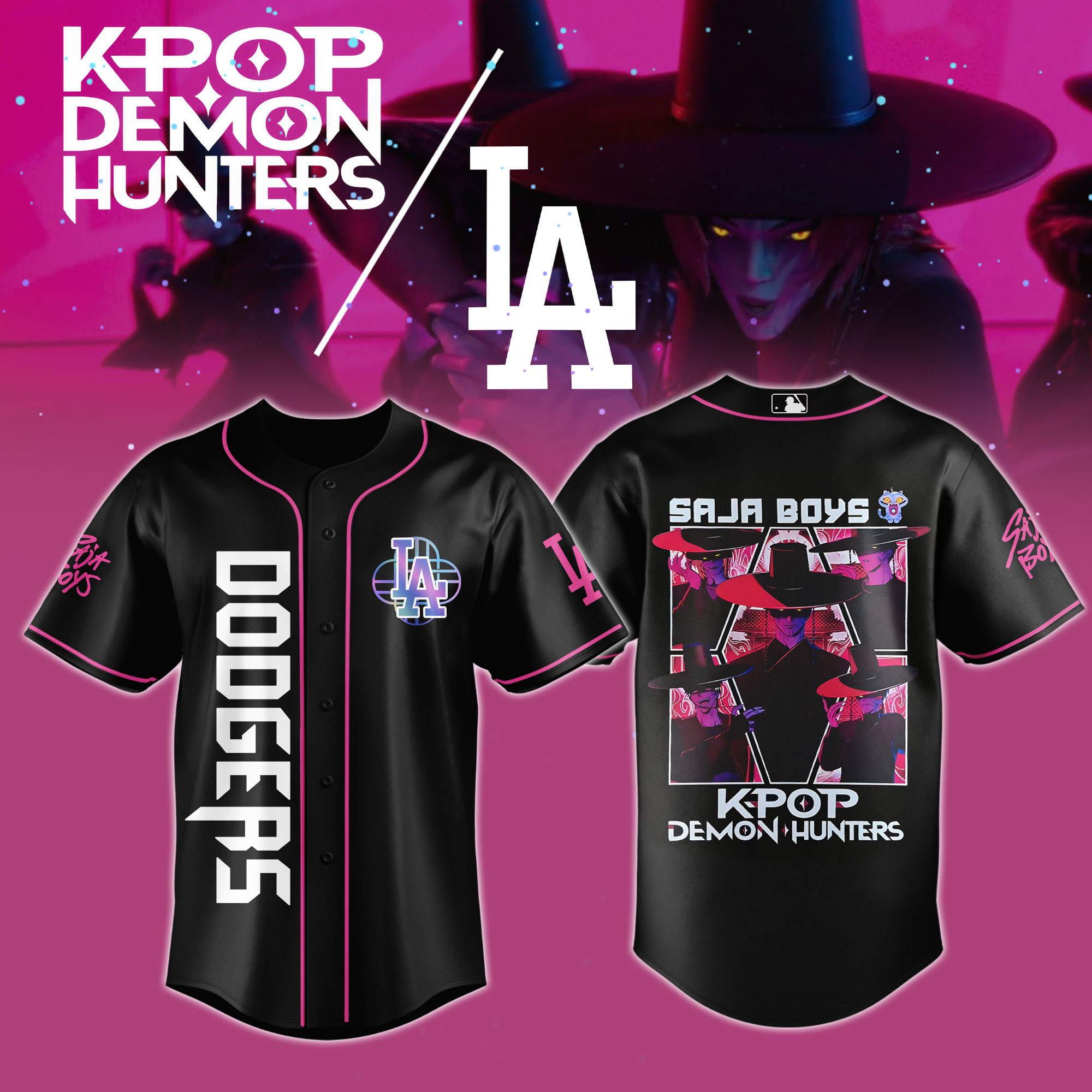 Los Angeles Dodgers Mlb X Kpop Demon Hunters Saja Boys Custom Baseball Jersey