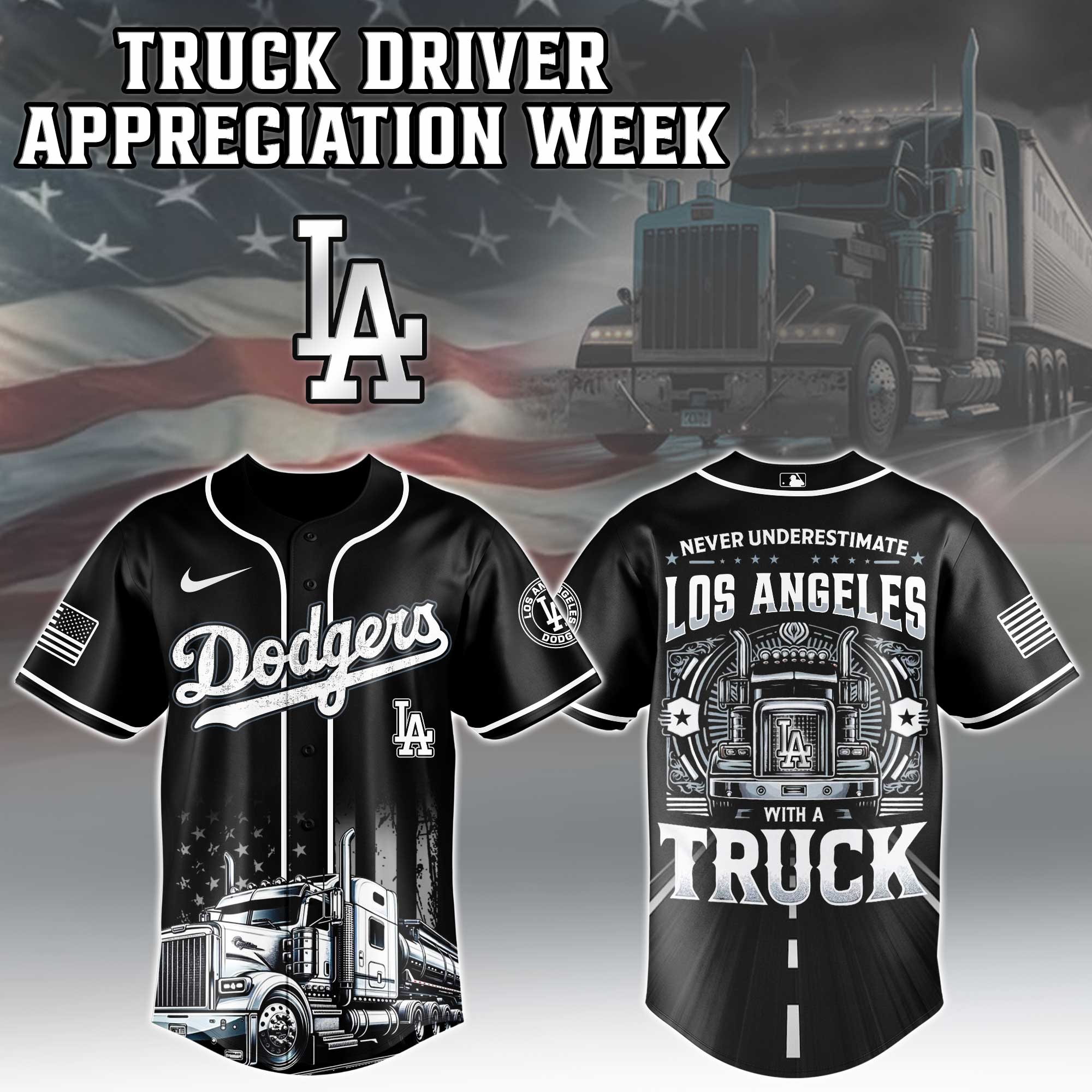 Los Angeles Dodgers Mlb X Nation Truck Driver Appreciation Week Limited Edition Custom Baseball Jersey 2025