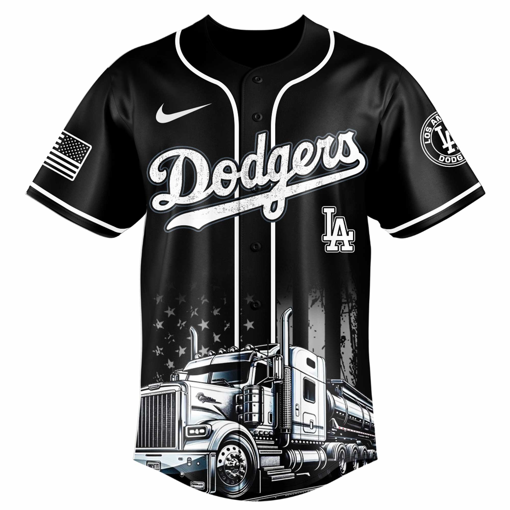Alternative view of Los Angeles Dodgers Mlb X Nation Truck Driver Appreciation Week Limited Edition Custom Baseball Jersey 2025