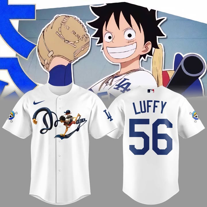 Los Angeles Dodgers Mlb X One Piece Luffy Custom Baseball Jersey Custom Name And Number