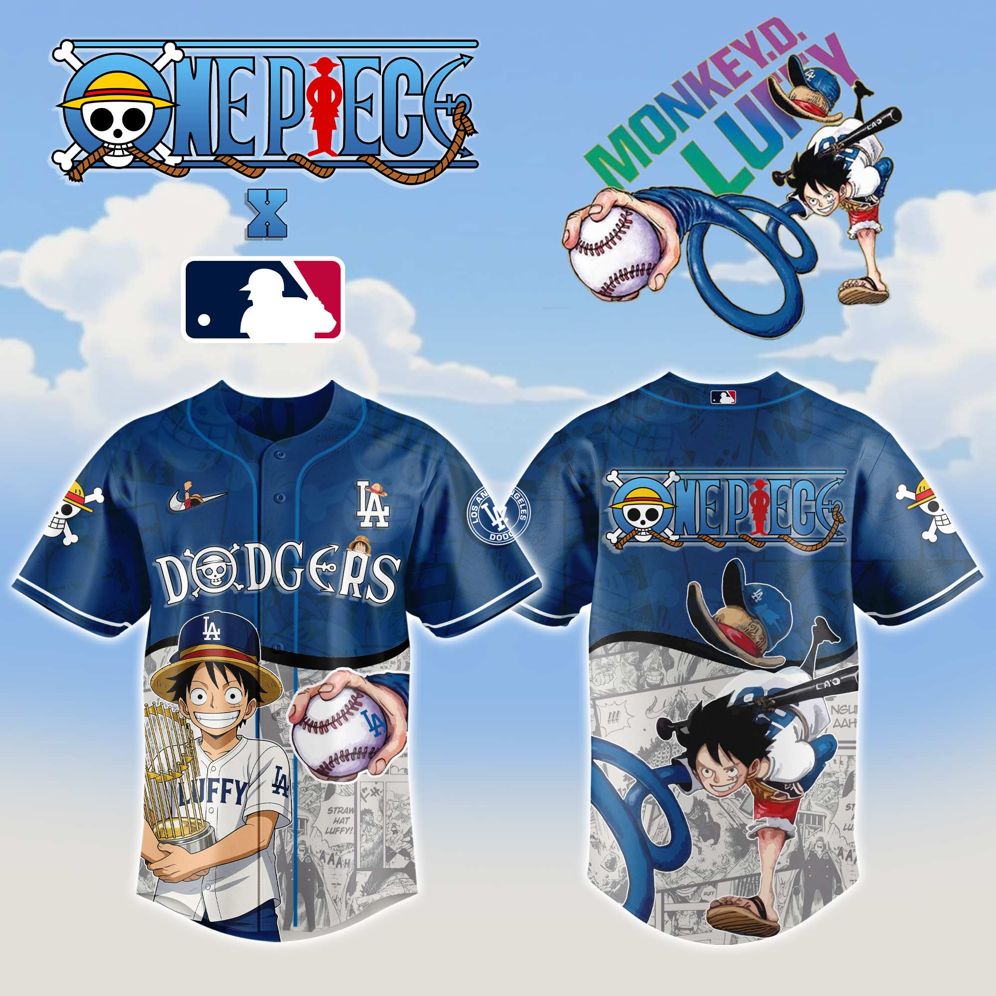Los Angeles Dodgers Mlb X One Piece Night Custom Baseball Jersey