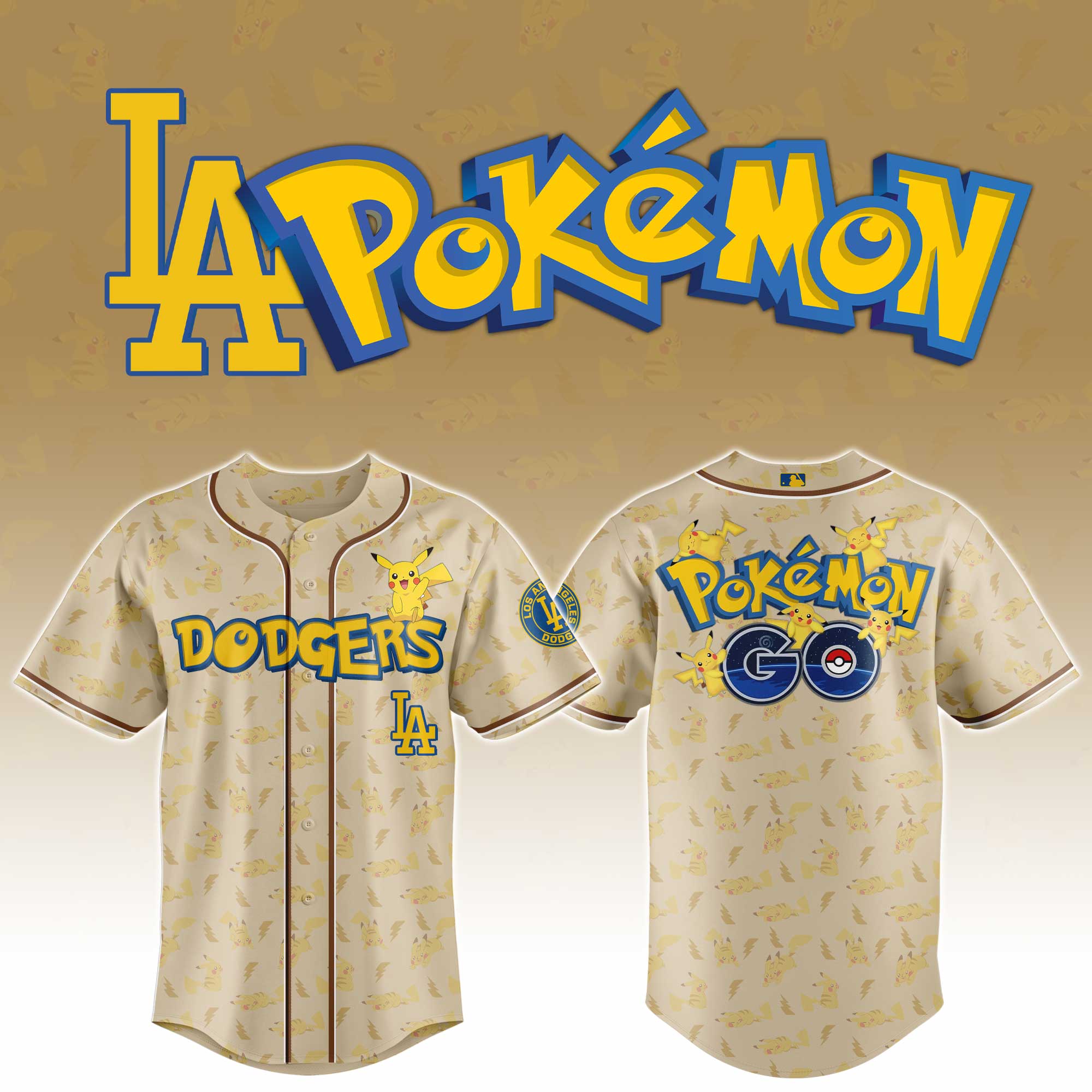 Los Angeles Dodgers Mlb X Pokemon Go Custom Baseball Jersey