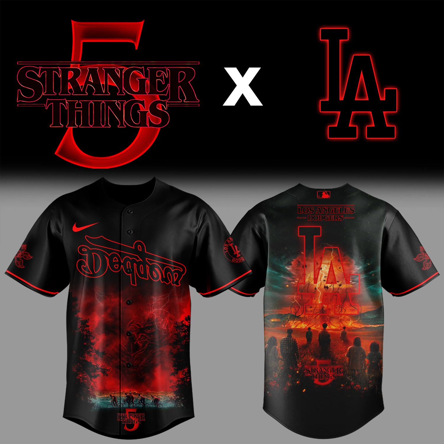 Los Angeles Dodgers Mlb X Stranger Things Tentacles Custom Baseball Jersey