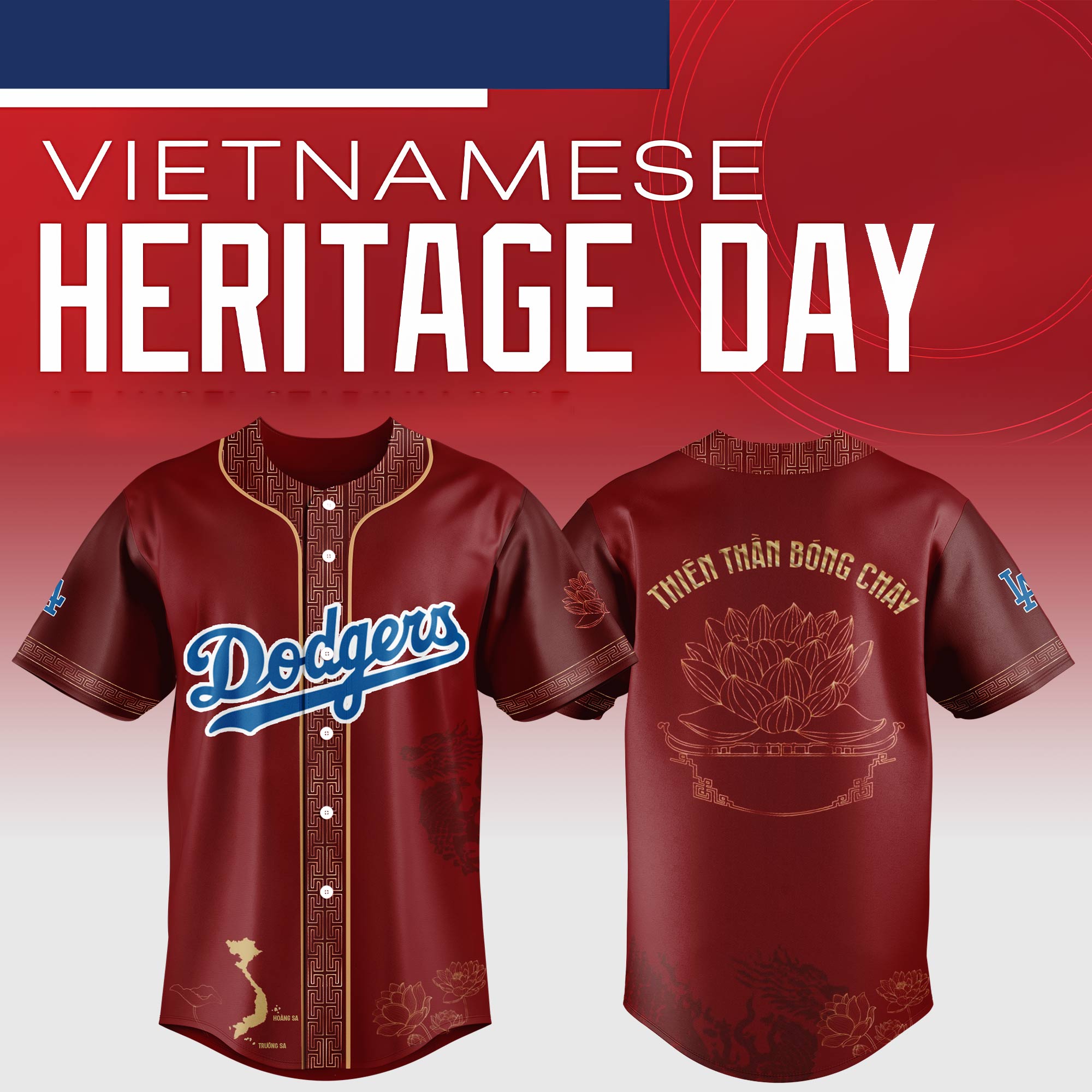 Los Angeles Dodgers Mlb X Vietnamese Heritage Night Custom Baseball Jersey