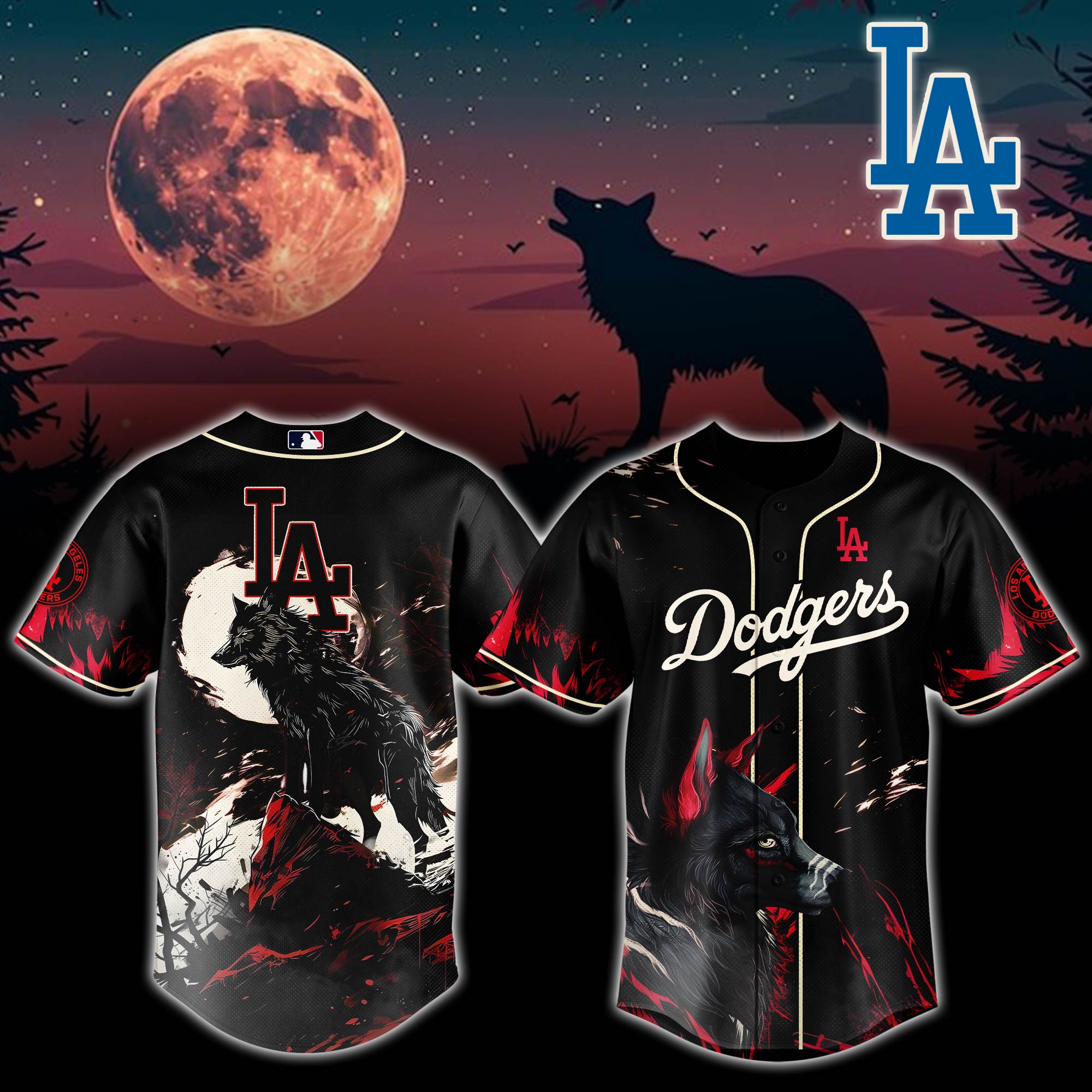 Los Angeles Dodgers Mlb X Wolf Custom Baseball Jersey