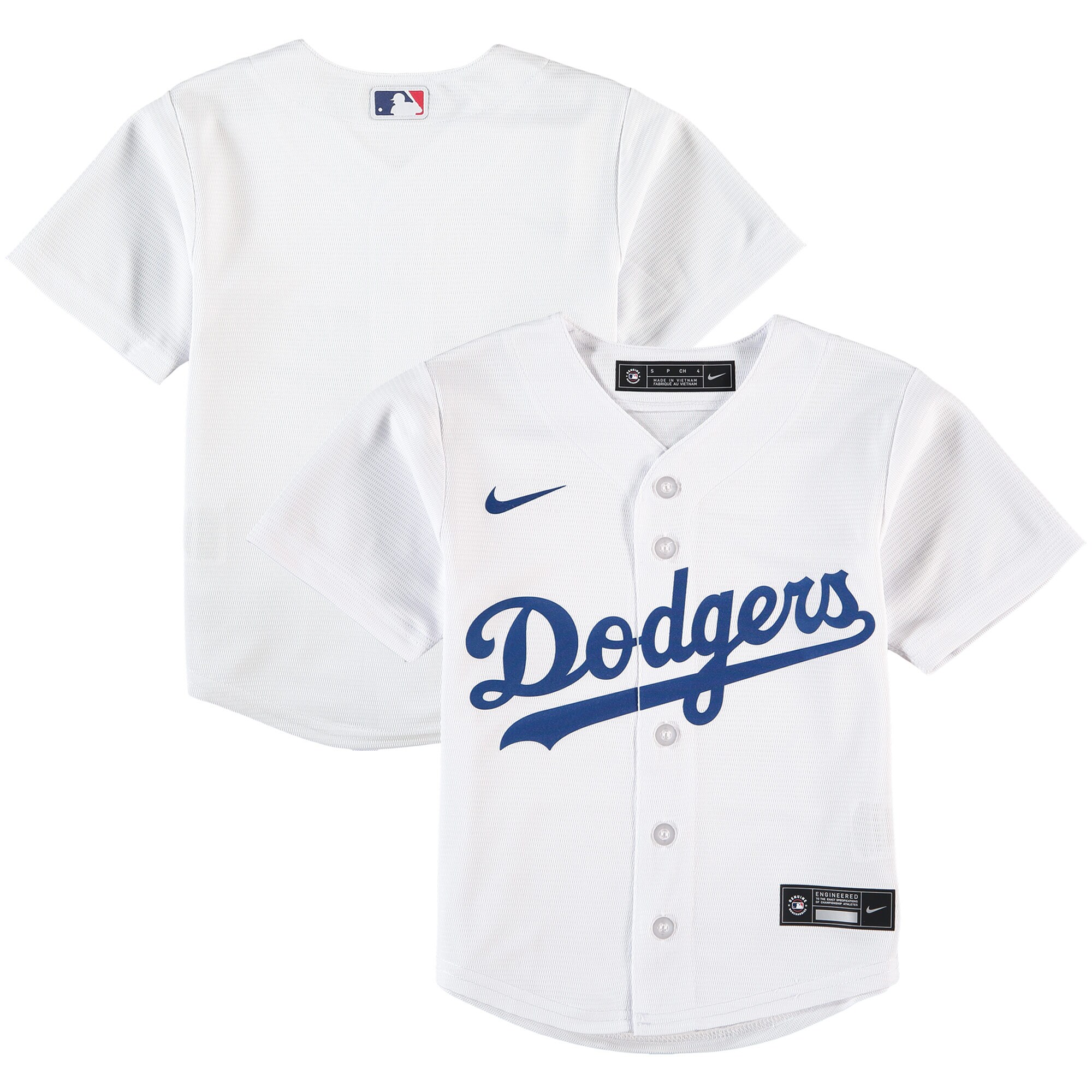 Alternative view of Los Angeles Dodgers Preschool Home Replica Team Baseball Jersey - White