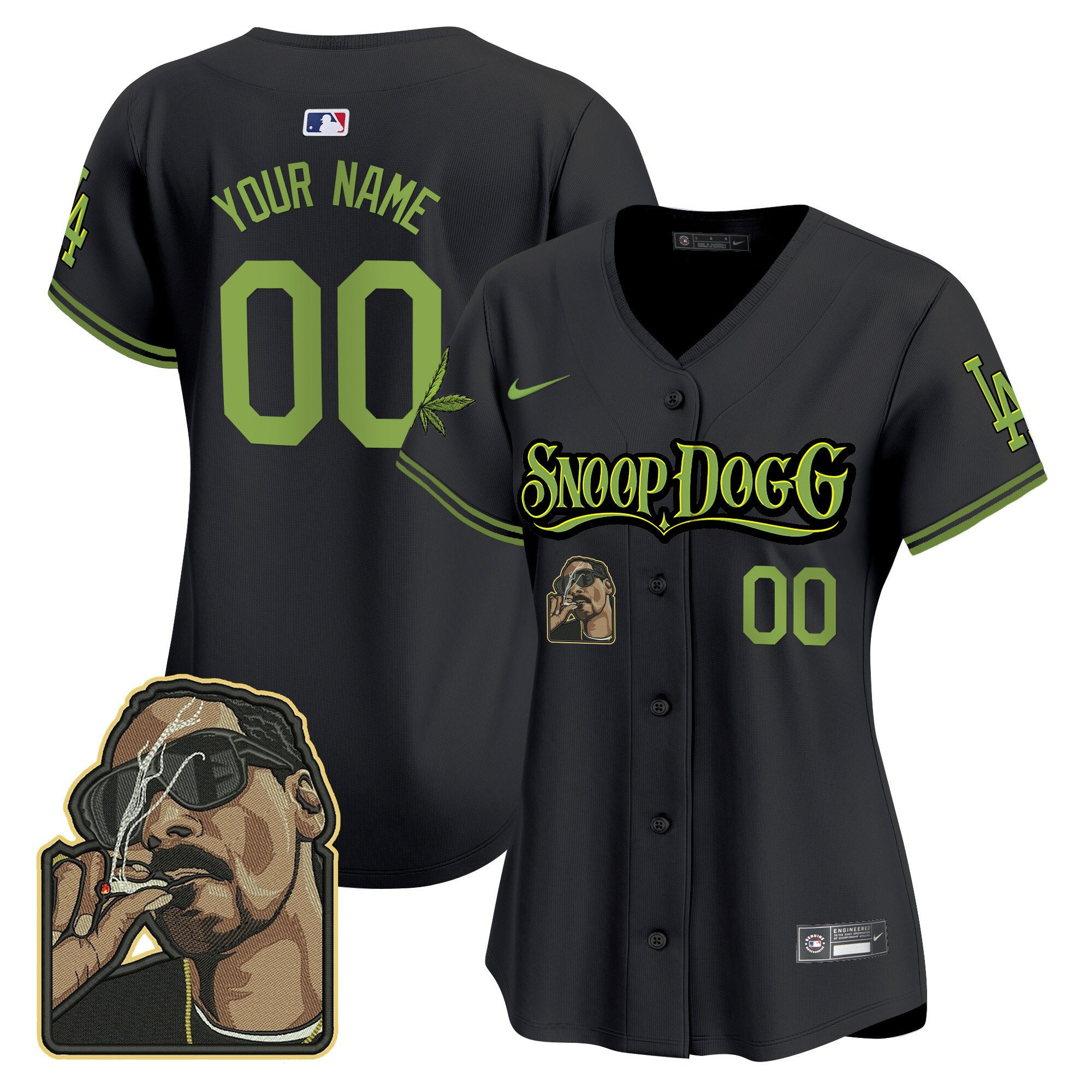 Los Angeles Dodgers Snoop Dogg Custom Women Baseball Jersey - Black 