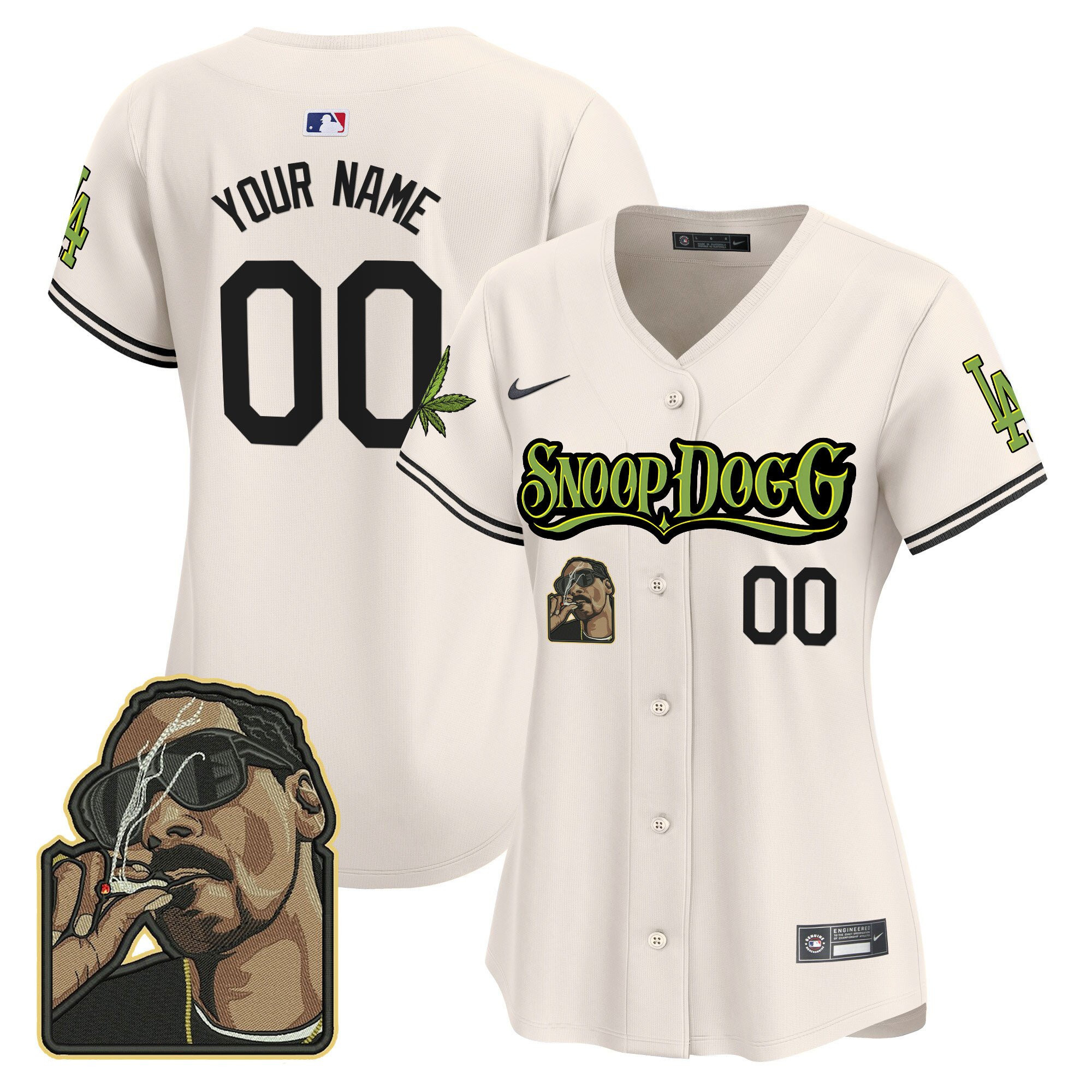 Los Angeles Dodgers Snoop Dogg Custom Women Baseball Jersey - Cream 