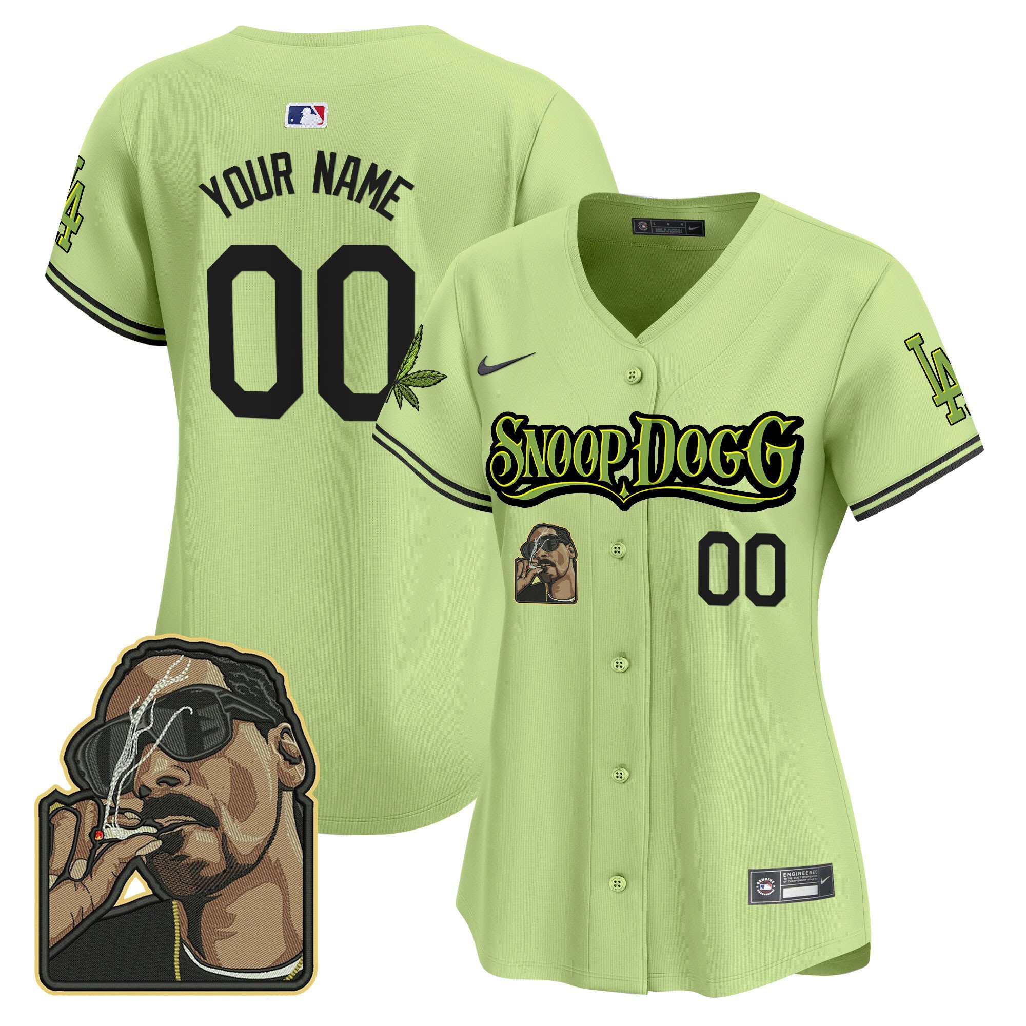 Los Angeles Dodgers Snoop Dogg Custom Women Baseball Jersey - Light Green 