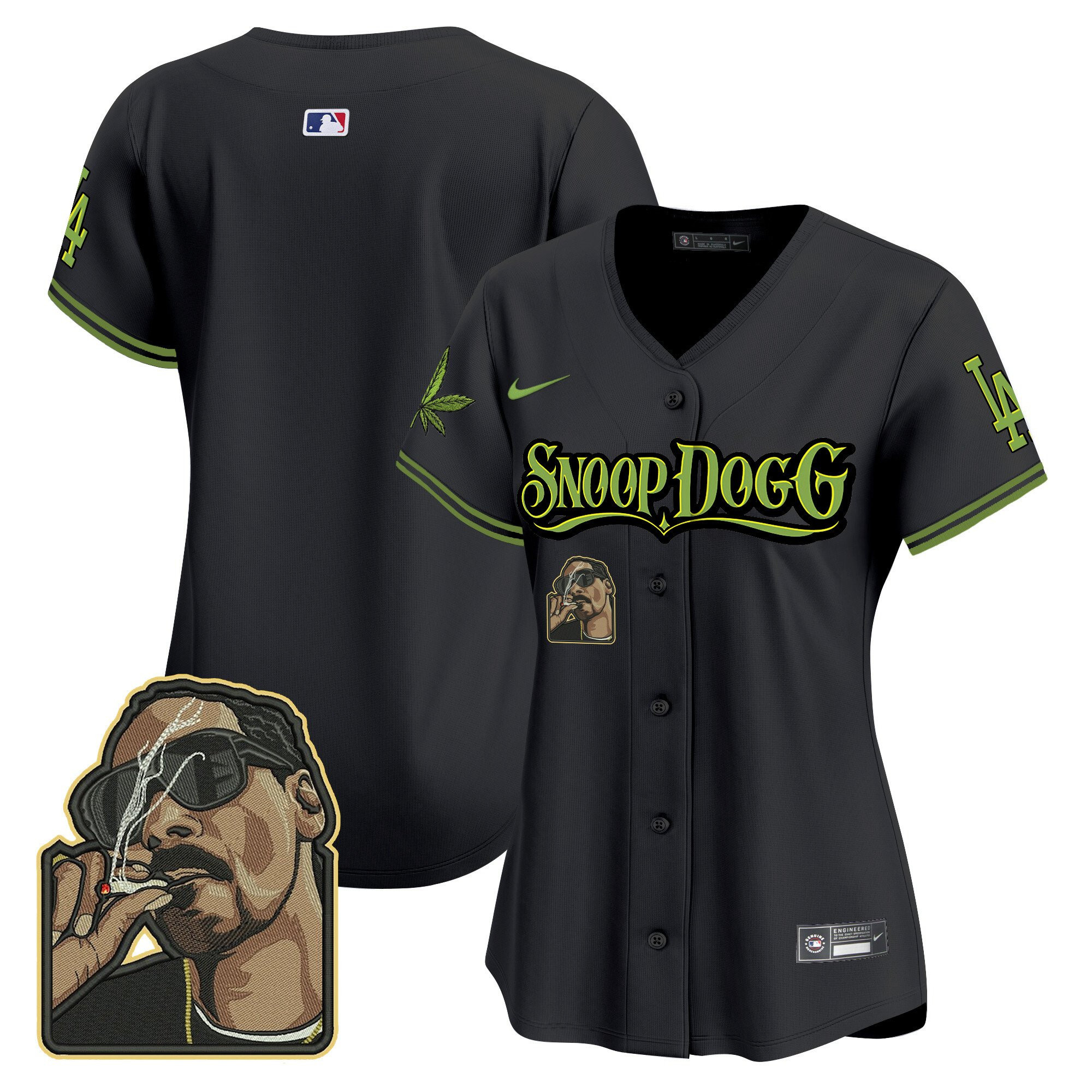 Los Angeles Dodgers Snoop Dogg Women Baseball Jersey - Black 