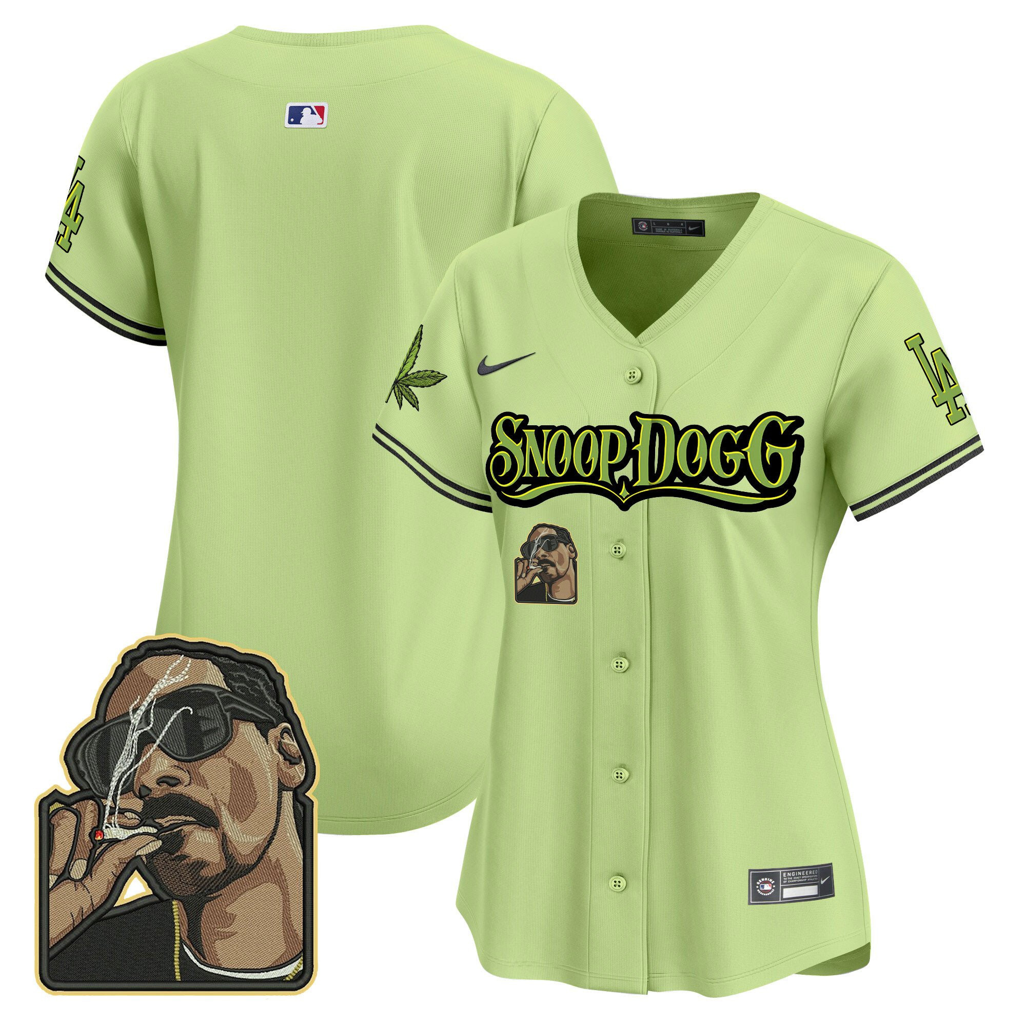 Los Angeles Dodgers Snoop Dogg Women Baseball Jersey - Light Green 
