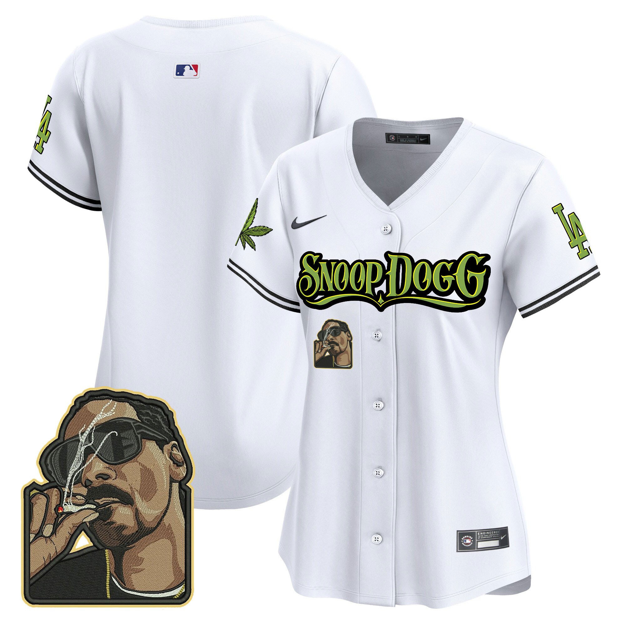 Los Angeles Dodgers Snoop Dogg Women Baseball Jersey - White 