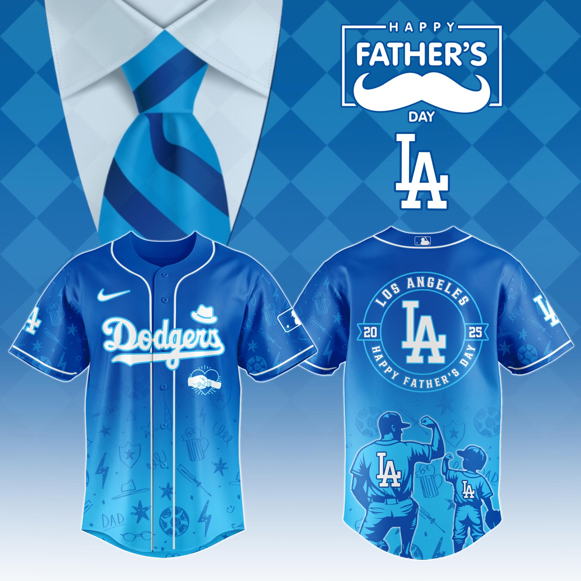 Los Angeles Dodgers Special Father’s Day Limited Edition Custom Baseball Jersey