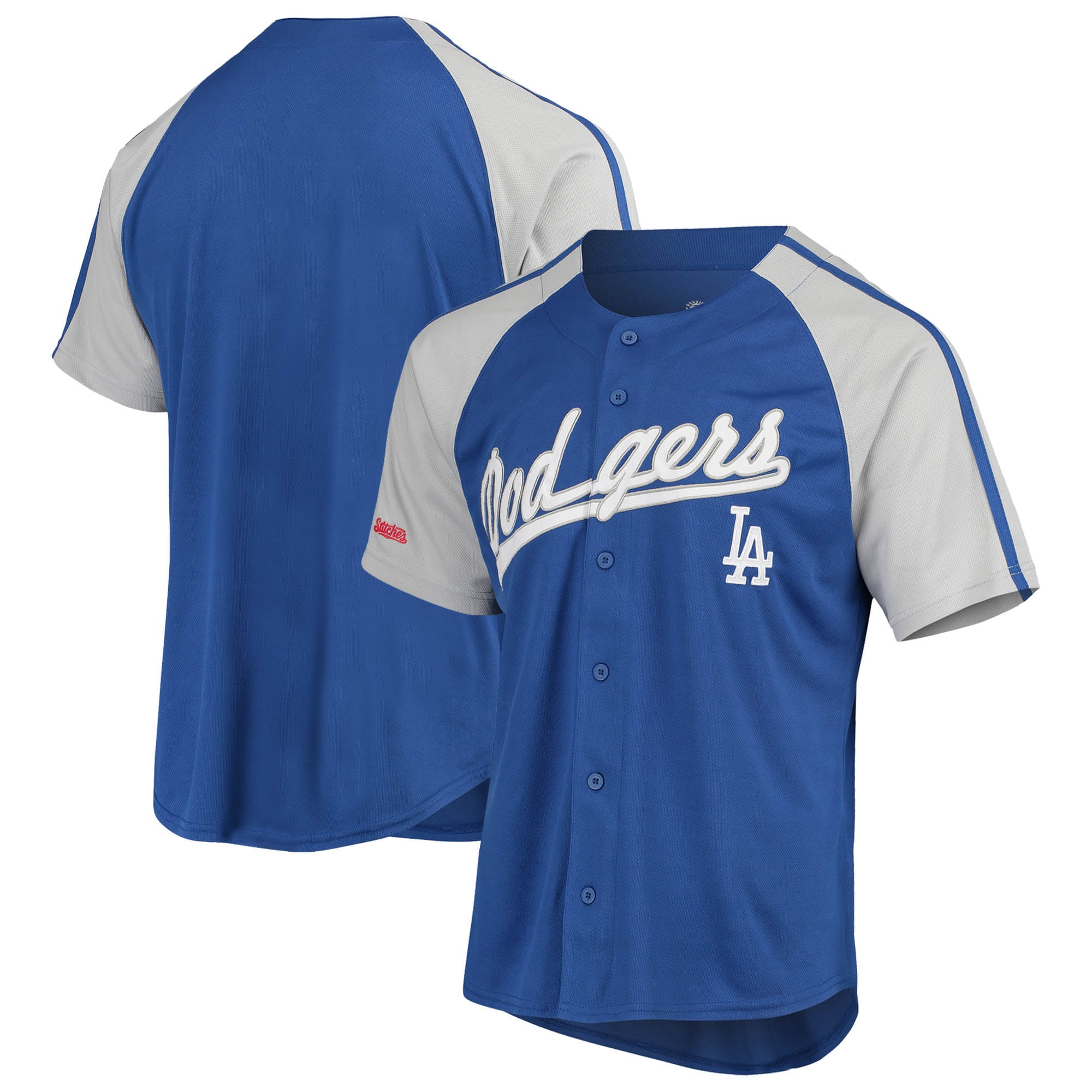 Los Angeles Dodgers Stitches Button-down Raglan Replica Baseball Jersey – Royal