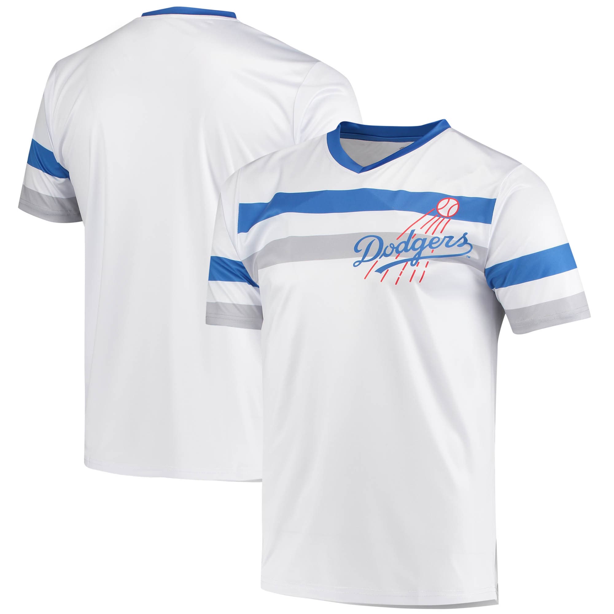 Los Angeles Dodgers Stitches Cooperstown Collection V-neck Baseball Jersey – White