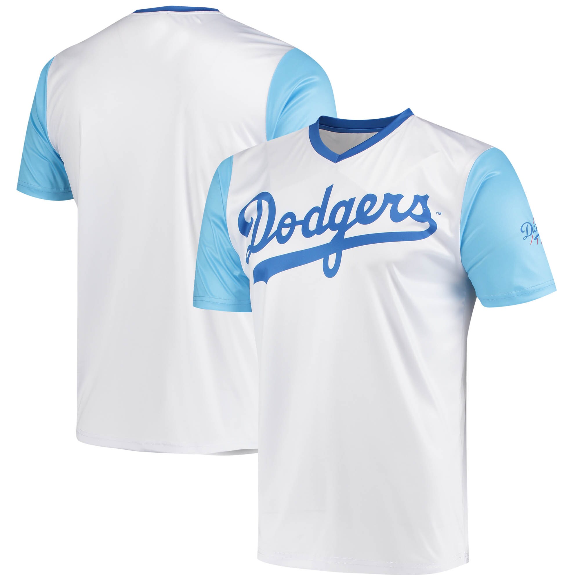 Alternative view of Los Angeles Dodgers Stitches Cooperstown Collection Wordmark V-neck Baseball Jersey – White