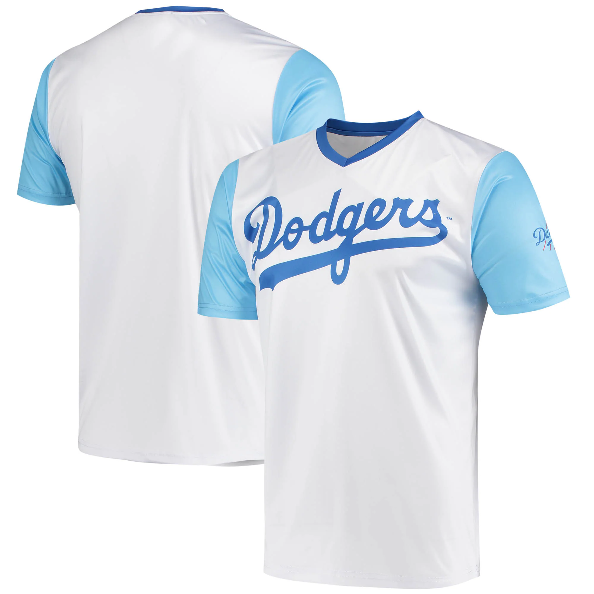 Los Angeles Dodgers Stitches Cooperstown Collection Wordmark V-neck Baseball Jersey – White
