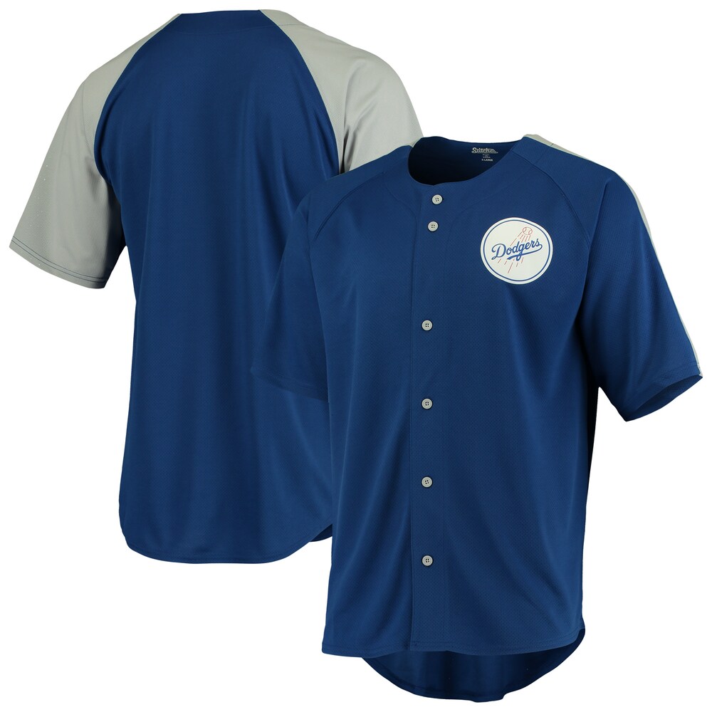 Los Angeles Dodgers Stitches Logo Button-up Baseball Jersey - Royal