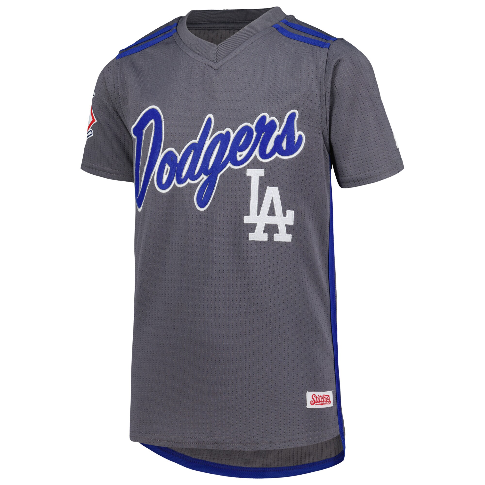 Alternative view of Los Angeles Dodgers Stitches Youth Team V-neck Baseball Jersey - Charcoal
