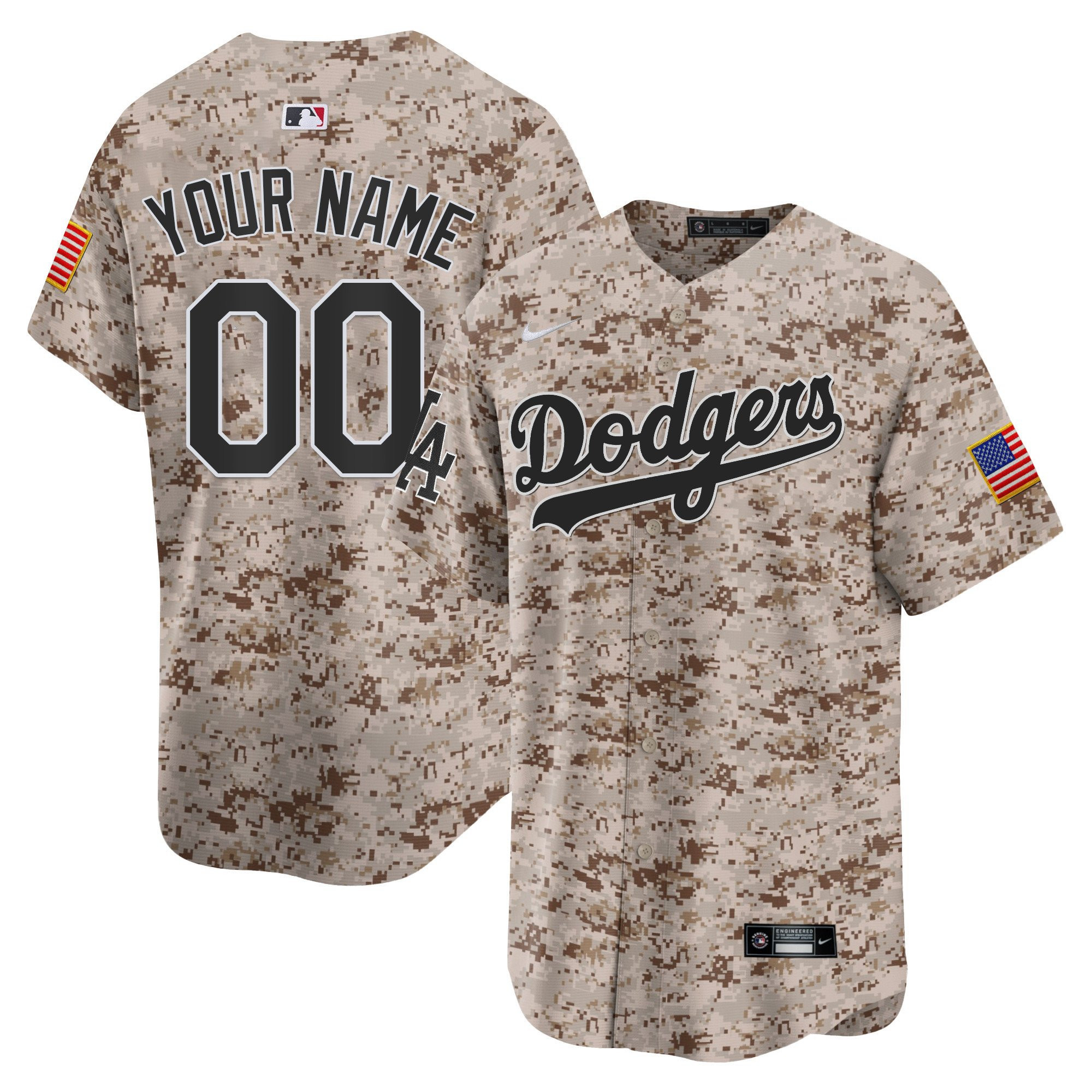 Los Angeles Dodgers USMC Alternate Limited Custom Men Baseball Jersey - Desert 