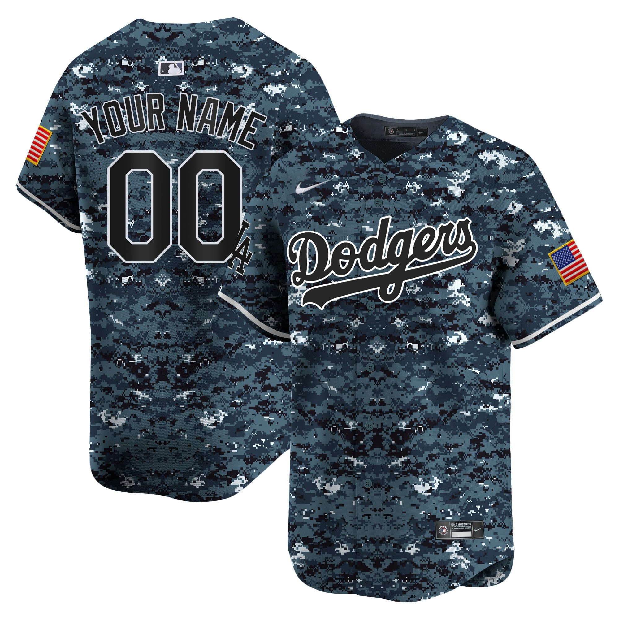 Los Angeles Dodgers USMC Alternate Limited Custom Men Baseball Jersey - Navy 