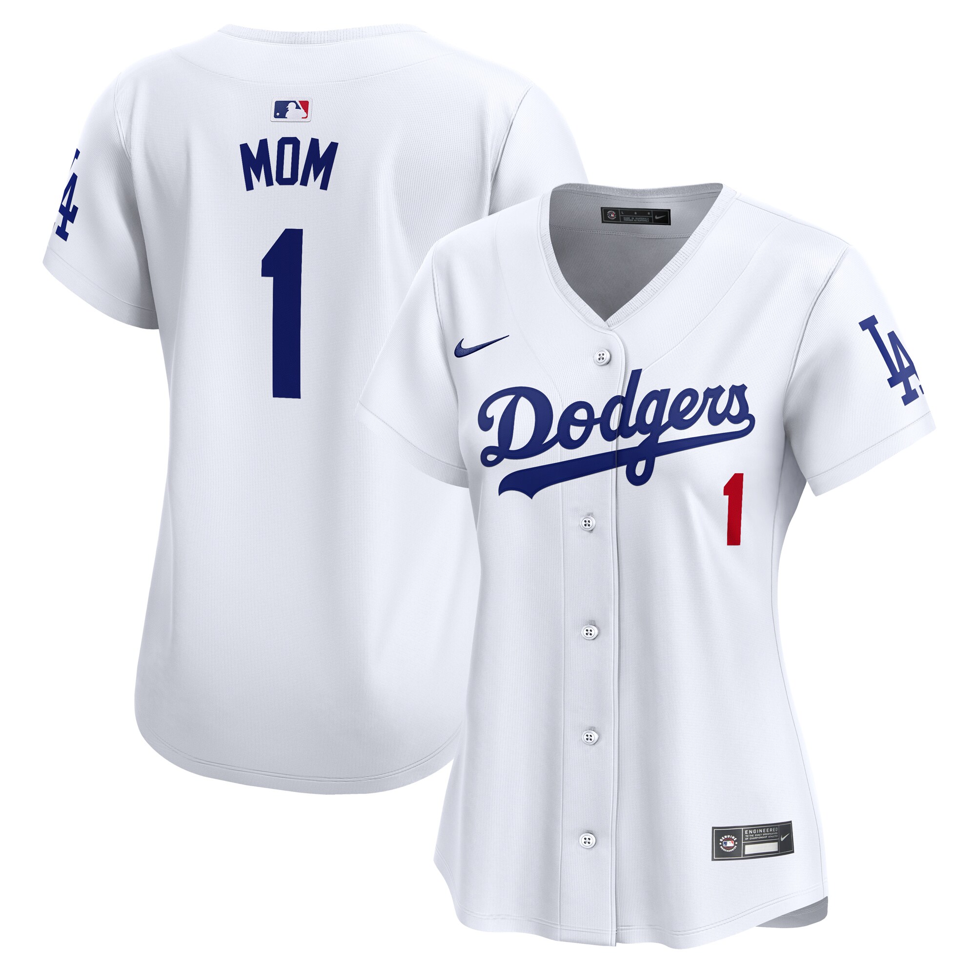 Los Angeles Dodgers Women's #1 Mom Home Limited Baseball Jersey - White