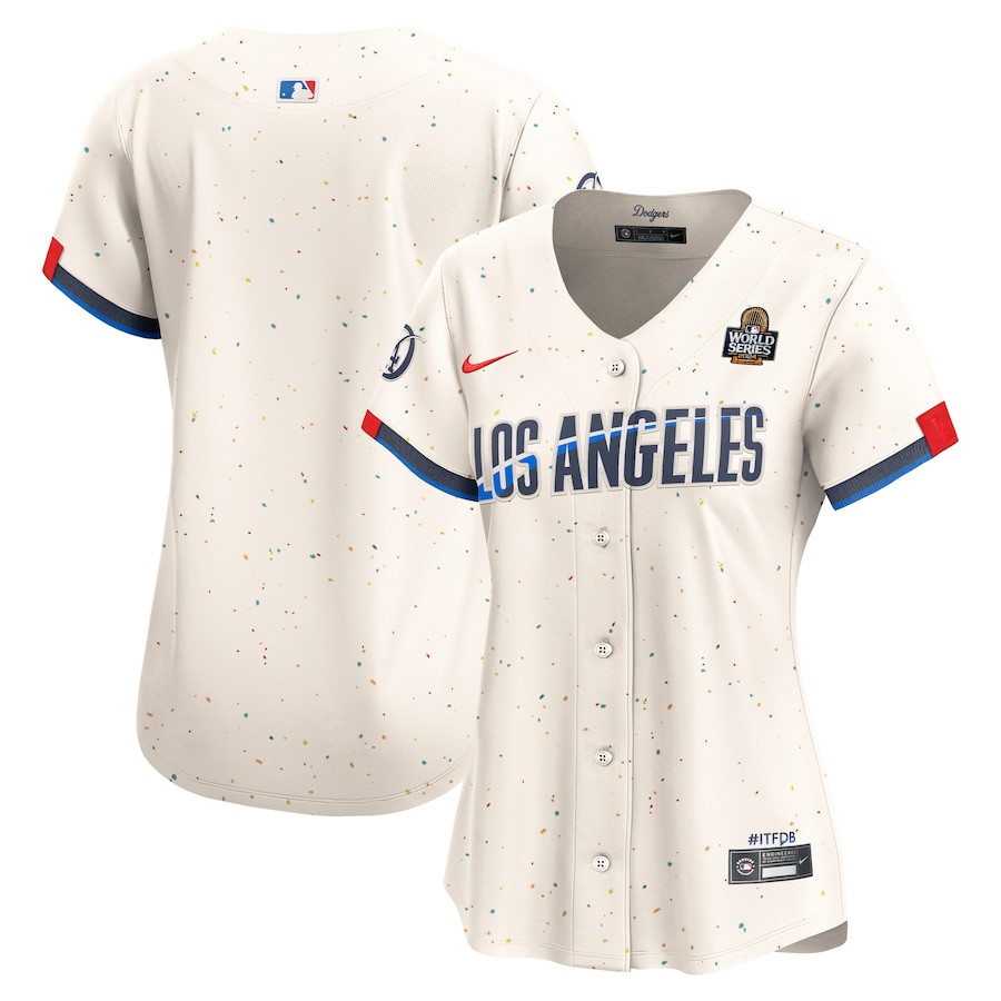 Los Angeles Dodgers Women's 2024 World Series Champions City Connect Limited Player Baseball Jersey - Cream 