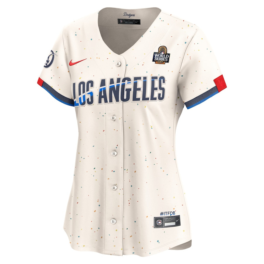 Alternative view of Los Angeles Dodgers Women's 2024 World Series Champions City Connect Limited Player Baseball Jersey - Cream 