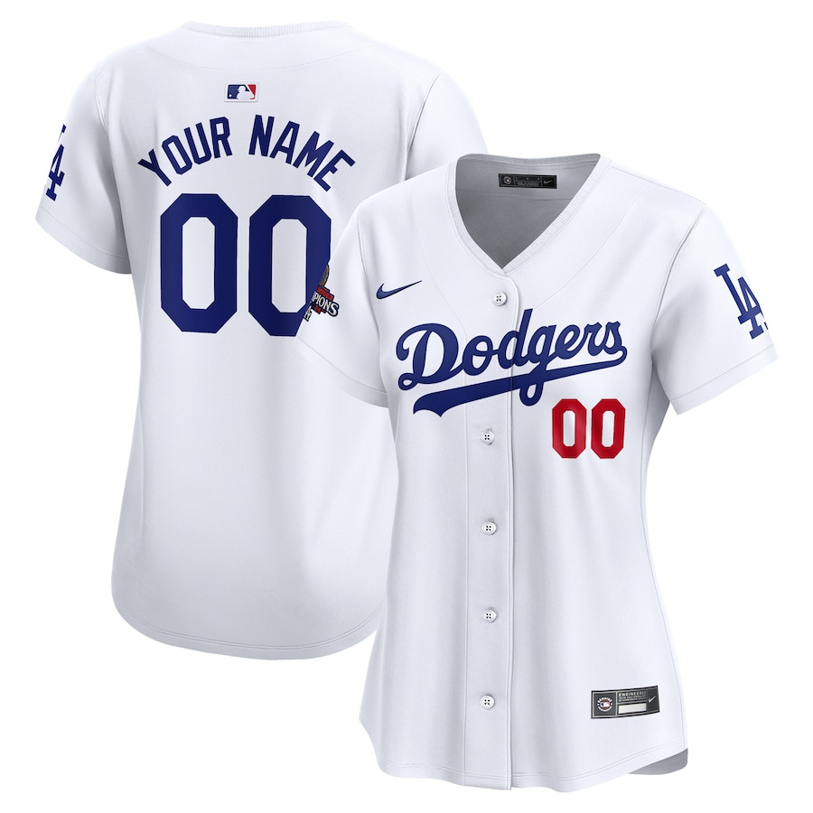 Los Angeles Dodgers Women's 2024 World Series Champions Home Custom Limited Baseball Jersey - White 