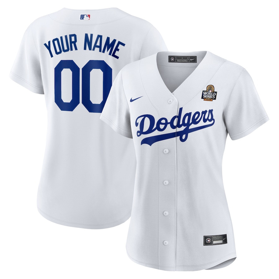 Los Angeles Dodgers Women's 2024 World Series Home Custom Baseball Jersey - White 