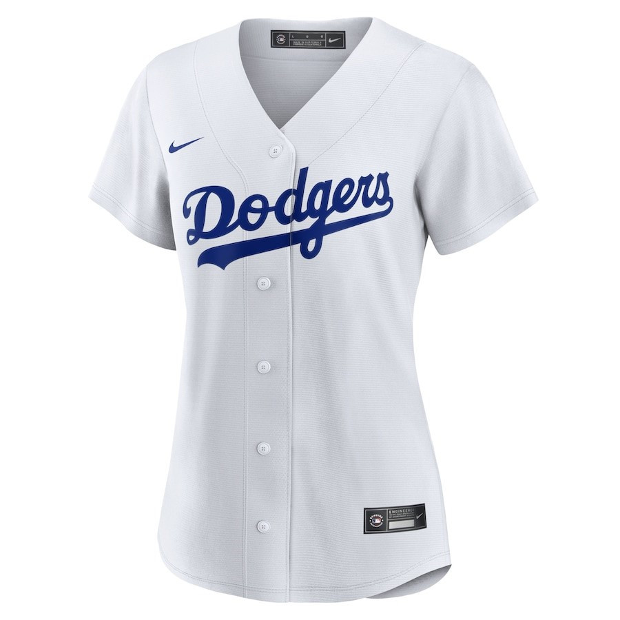 Alternative view of Los Angeles Dodgers Women's Home Blank Baseball Jersey - White 