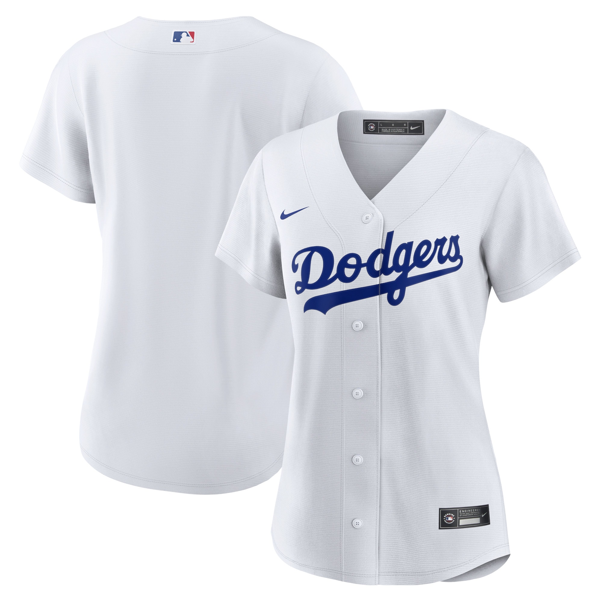 Alternative view of Los Angeles Dodgers Women's Home Blank Replica Baseball Jersey - White