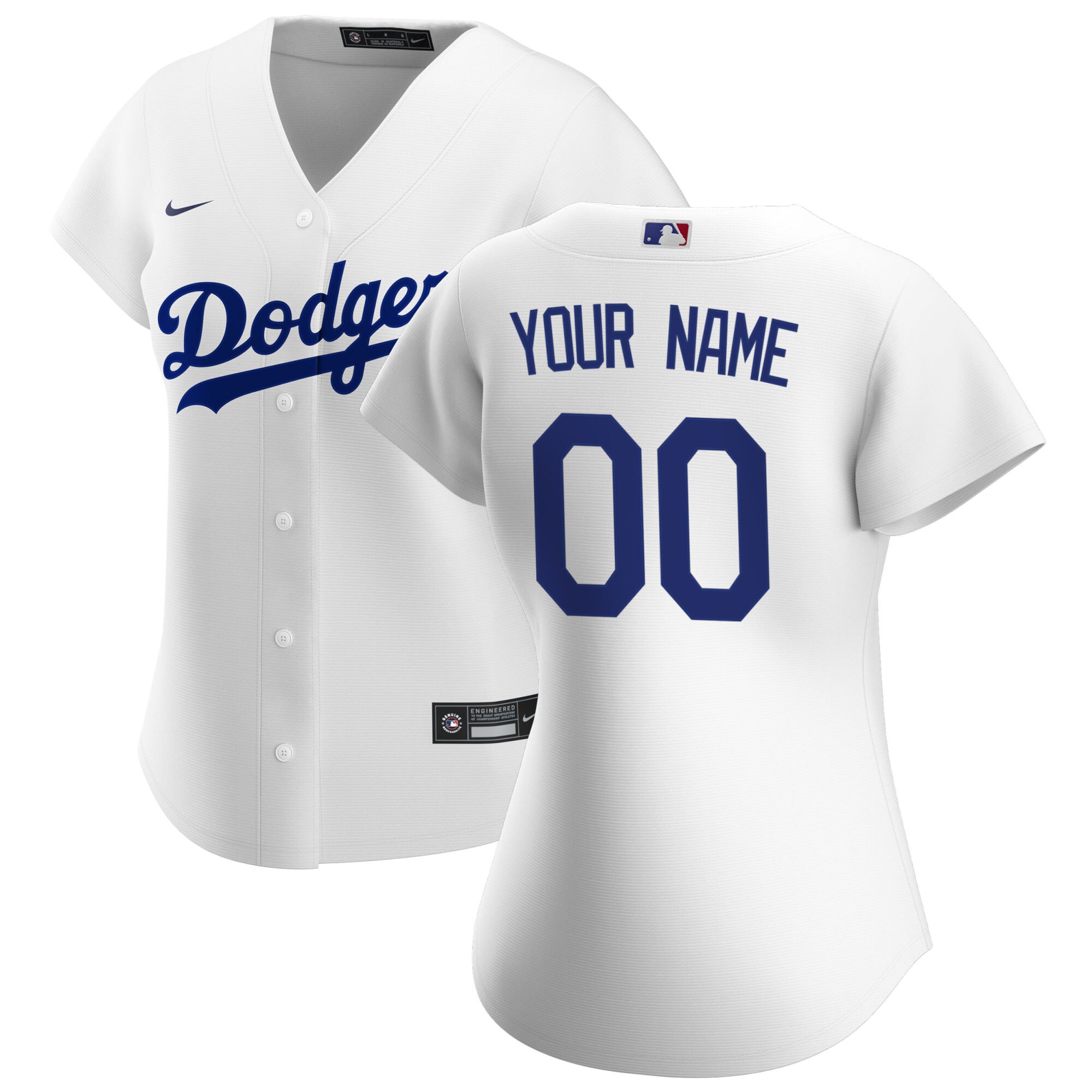 Los Angeles Dodgers Women's Home Replica Custom Baseball Jersey - White