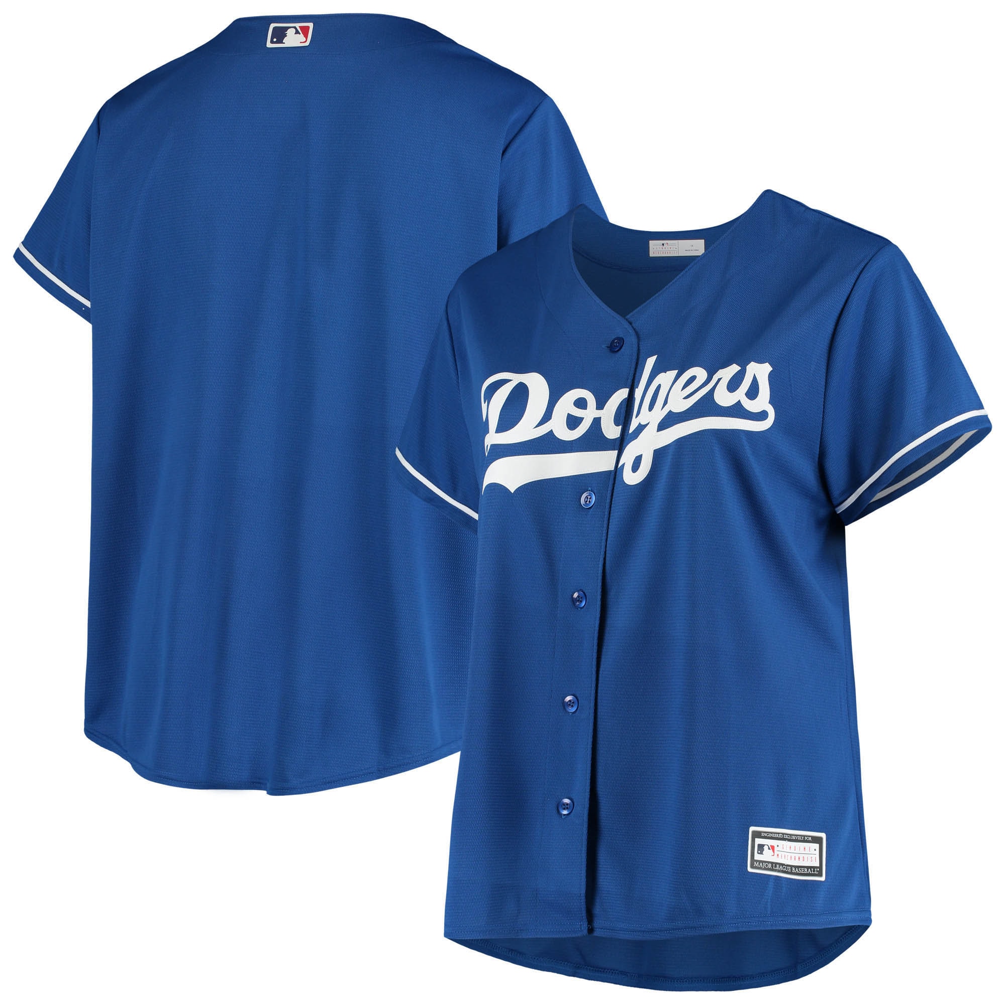 Los Angeles Dodgers Women's Plus Size Sanitized Replica Team Baseball Jersey - Royal