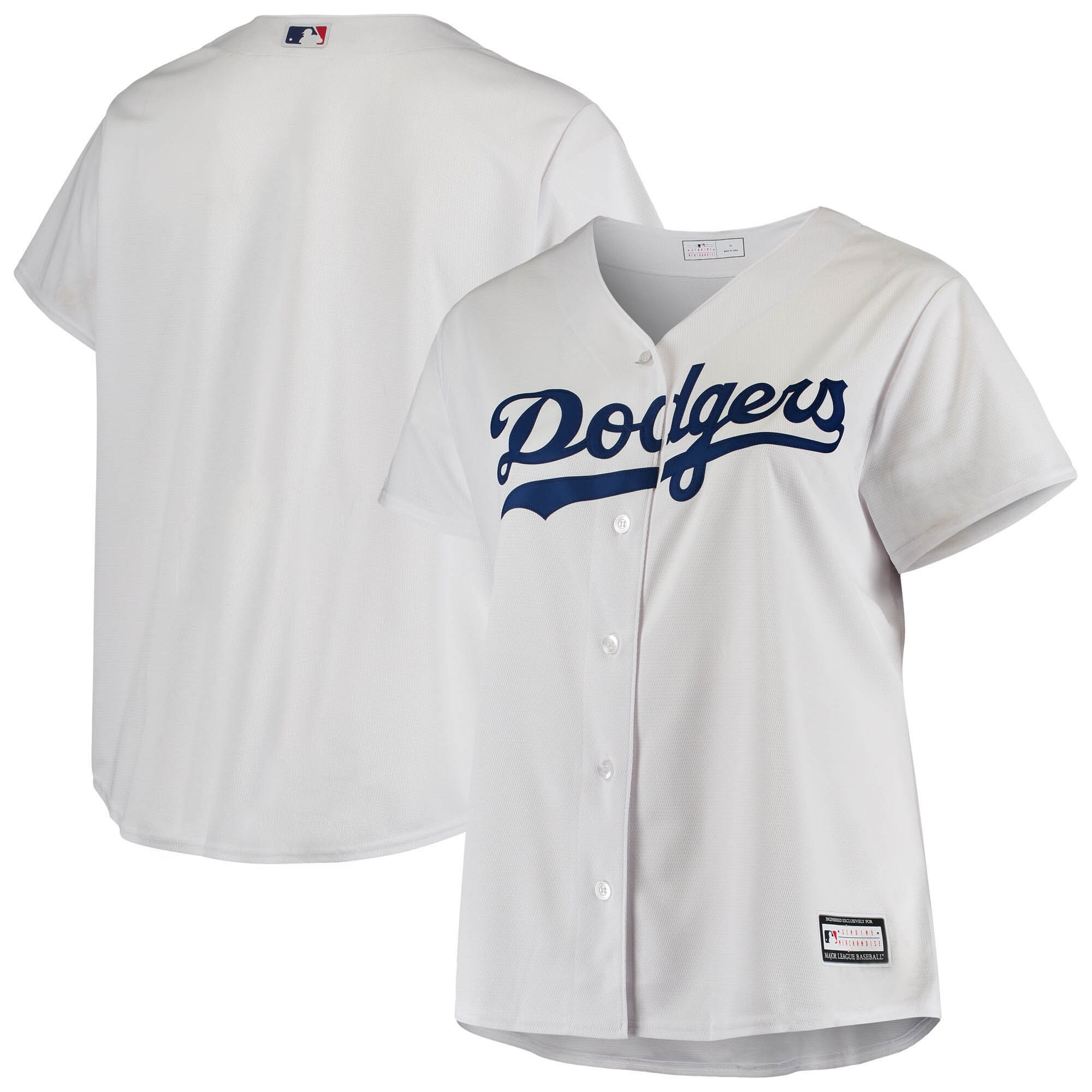 Alternative view of Los Angeles Dodgers Women’s Plus Size Sanitized Replica Team Baseball Jersey – White