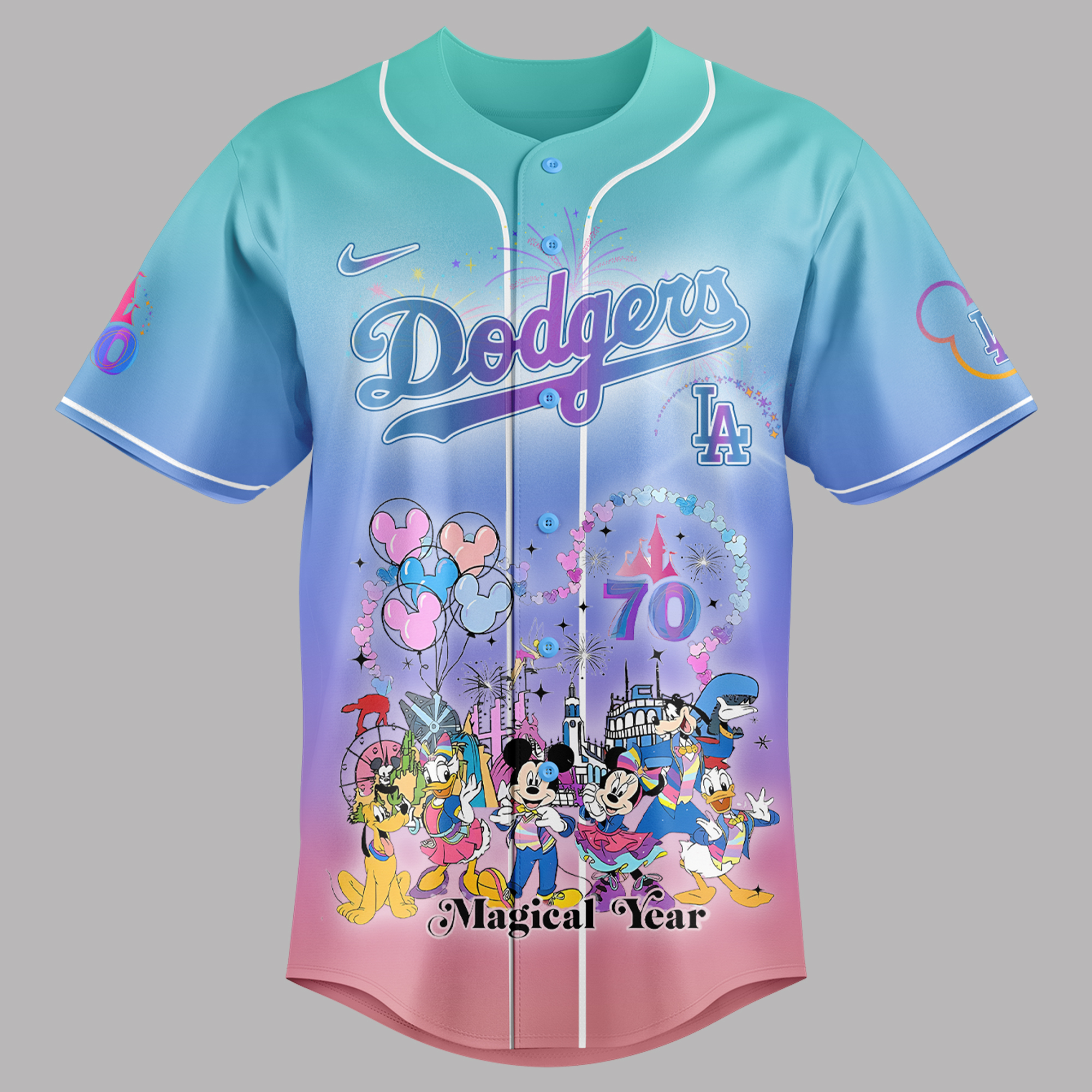 Alternative view of Los Angeles Dodgers X Celebrating Disneyland’s 70th Exclusive Design Custom Baseball Jersey