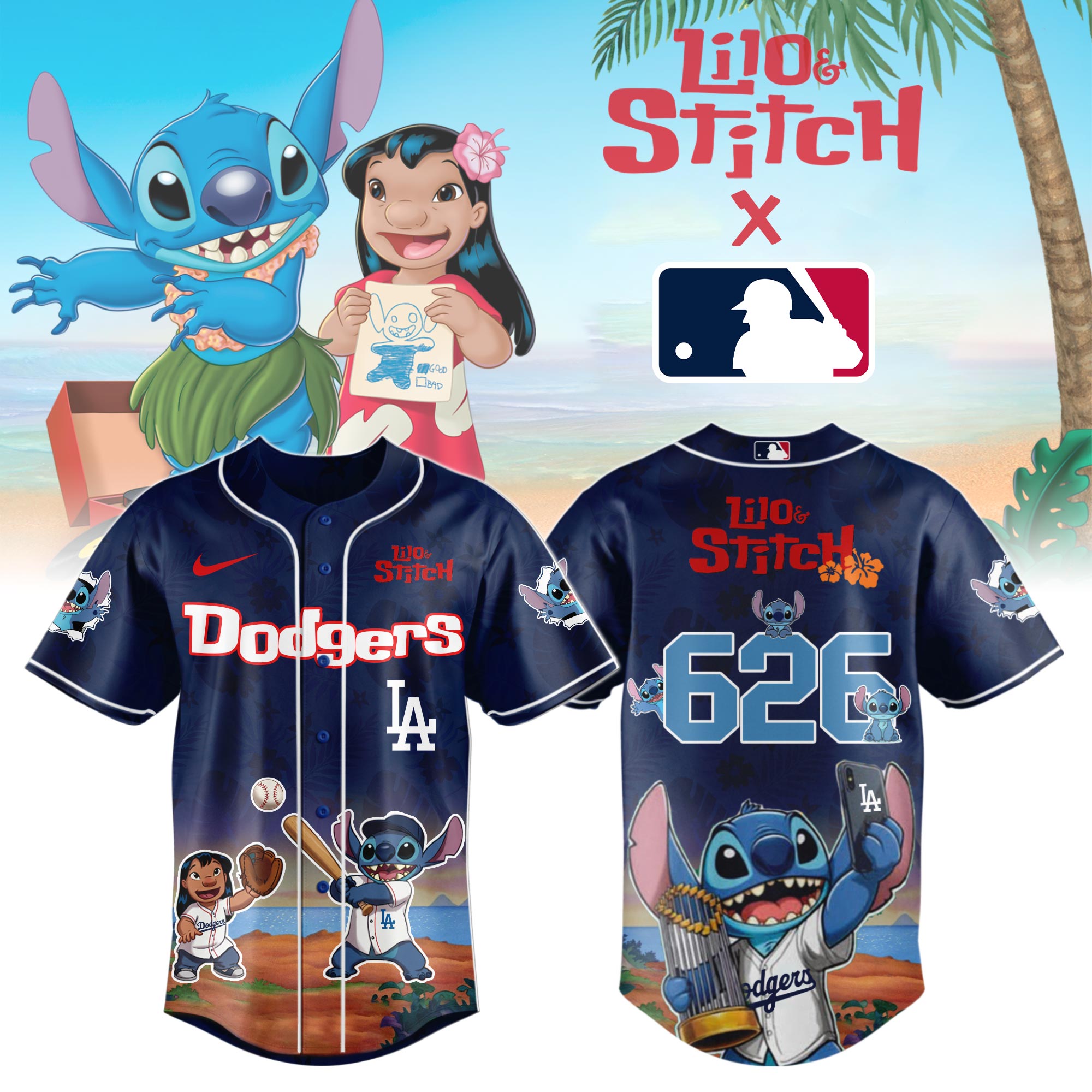 Los Angeles Dodgers X Lilo & Stitch Limited Edition Custom Baseball Jersey