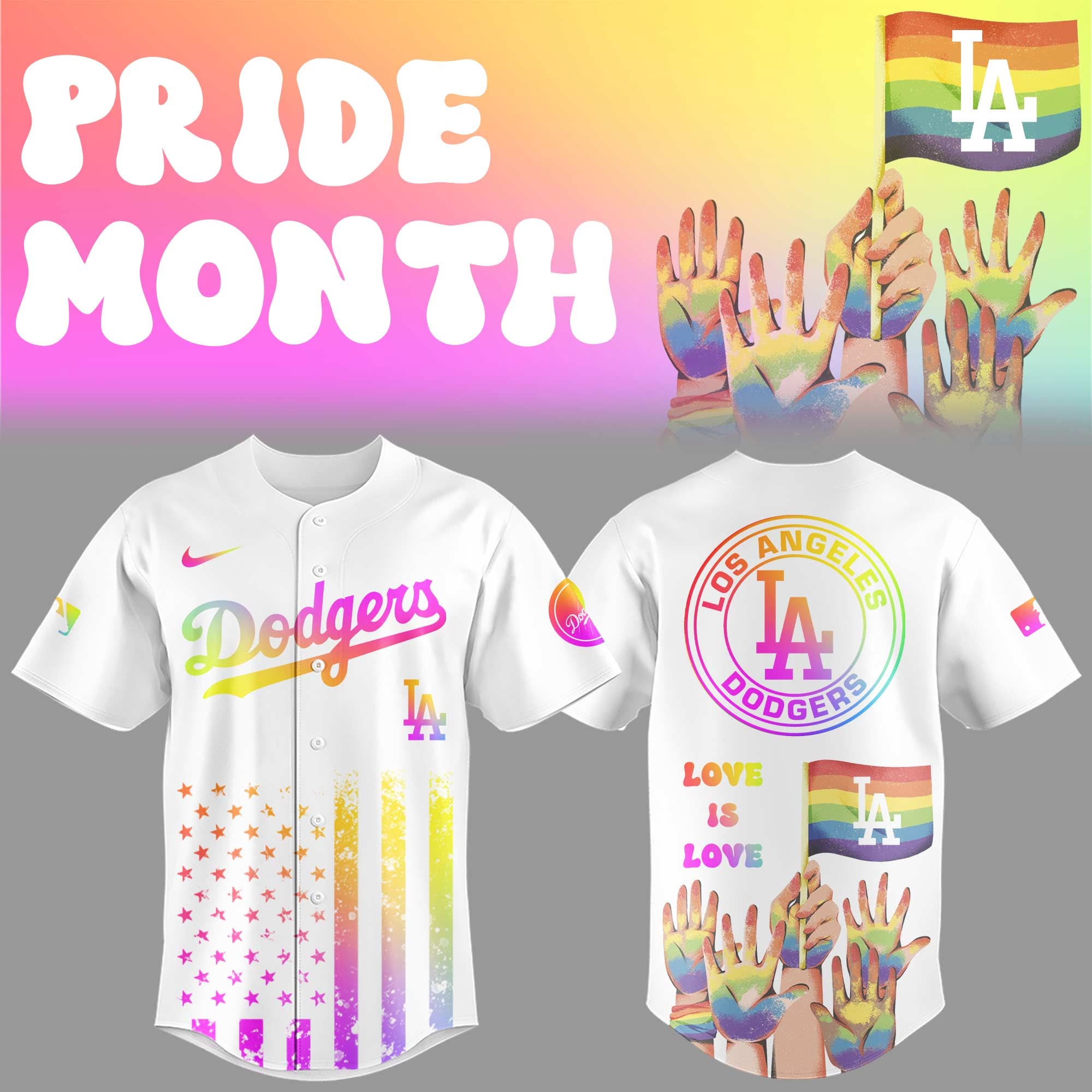 Los Angeles Dodgers X Pride Month Custom Baseball Jersey