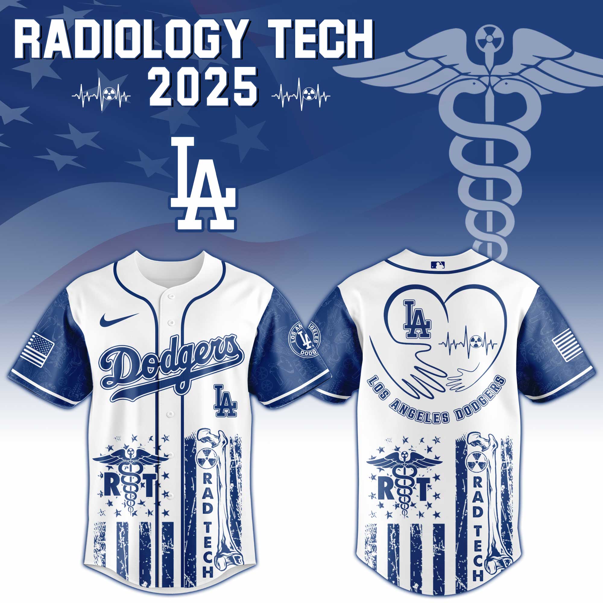 Los Angeles Dodgers X Radiology Tech Night Exclusive Design Custom Baseball Jersey