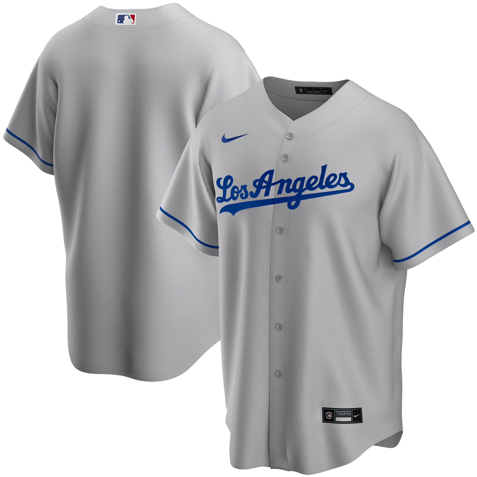 Alternative view of Los Angeles Dodgers Youth Road Replica Team Baseball Jersey - Gray