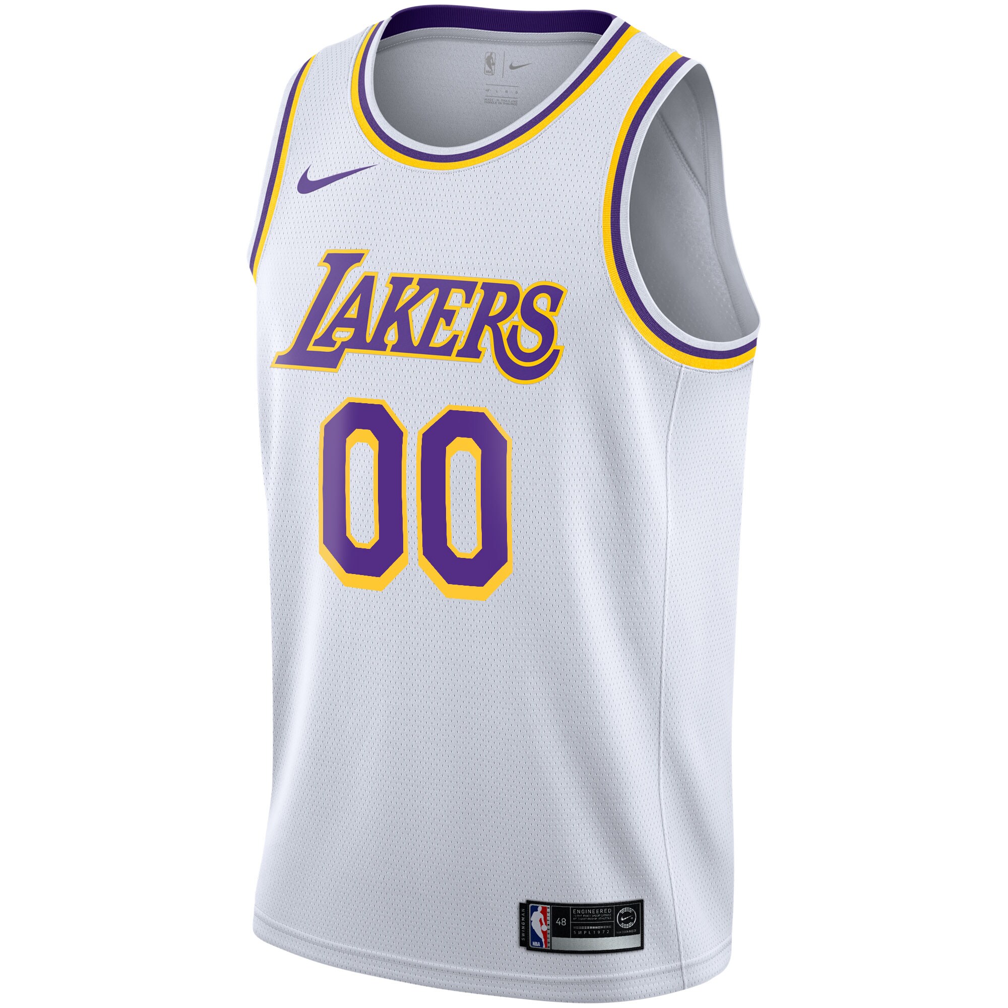 Alternative view of Los Angeles Lakers 2020/21 Swingman Custom Basketball Jersey - Association Edition - White
