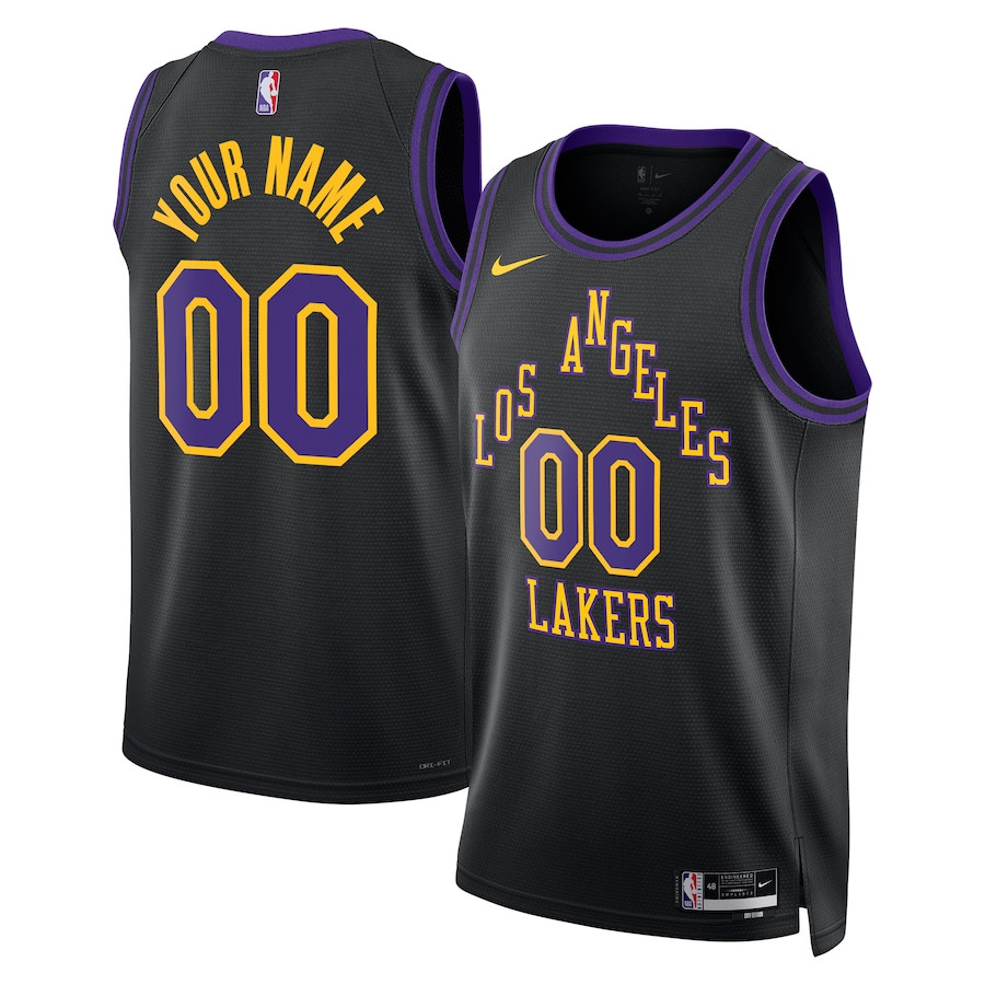 Los Angeles Lakers 2023/24 City Edition Swingman Custom Basketball Jersey - Black - JS401 