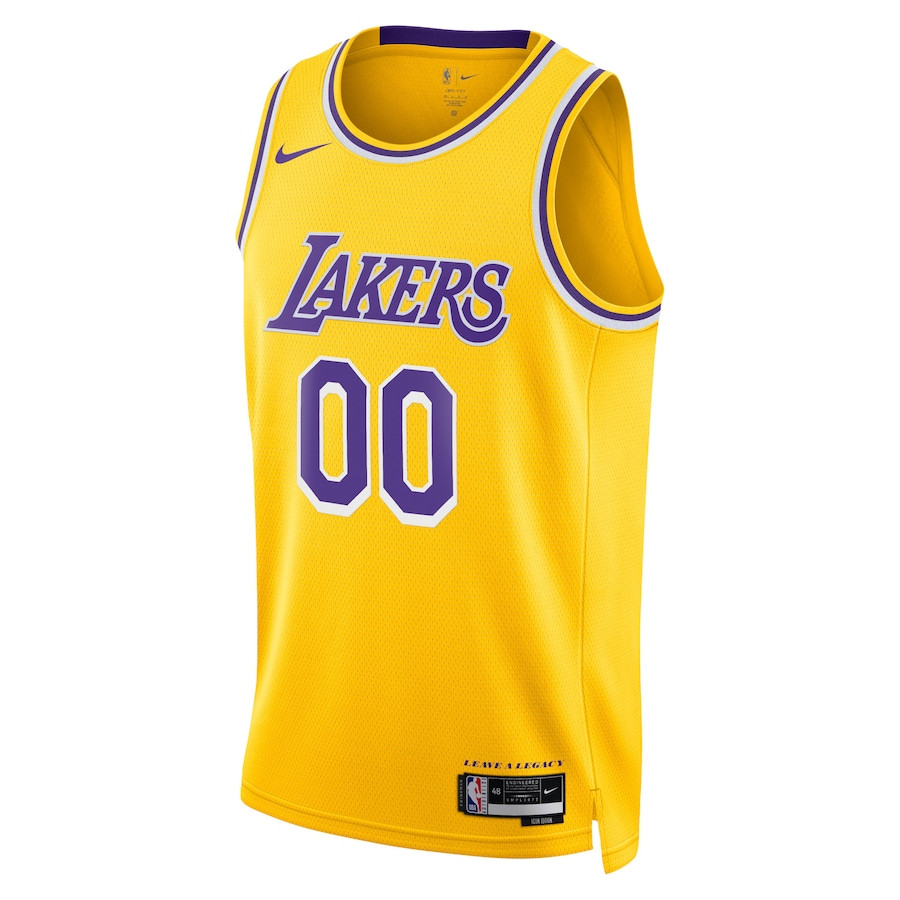 Alternative view of Los Angeles Lakers 2023/24 Icon Swingman Custom Men Basketball Jersey - Gold - JS472 