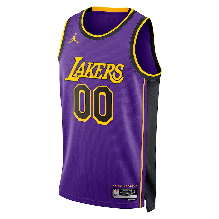 Alternative view of Los Angeles Lakers 2023/24 Statement Swingman Custom Men Basketball Jersey - Purple - JS201 