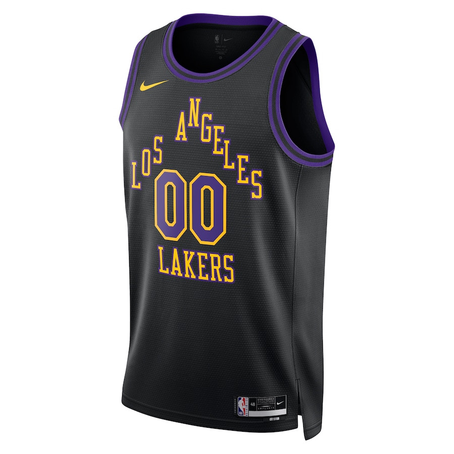 Alternative view of Los Angeles Lakers 2023/24 Swingman Basketball Jersey Customized - City Edition - Black - JS132 