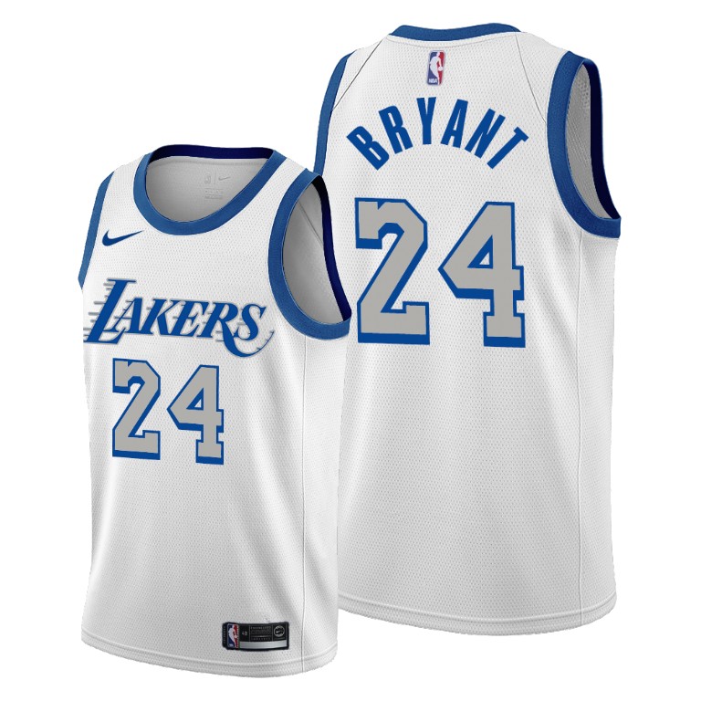 Los Angeles Lakers #24 Kobe Bryant White 2020-21 City Edition Basketball Jersey New Blue Silver Logo