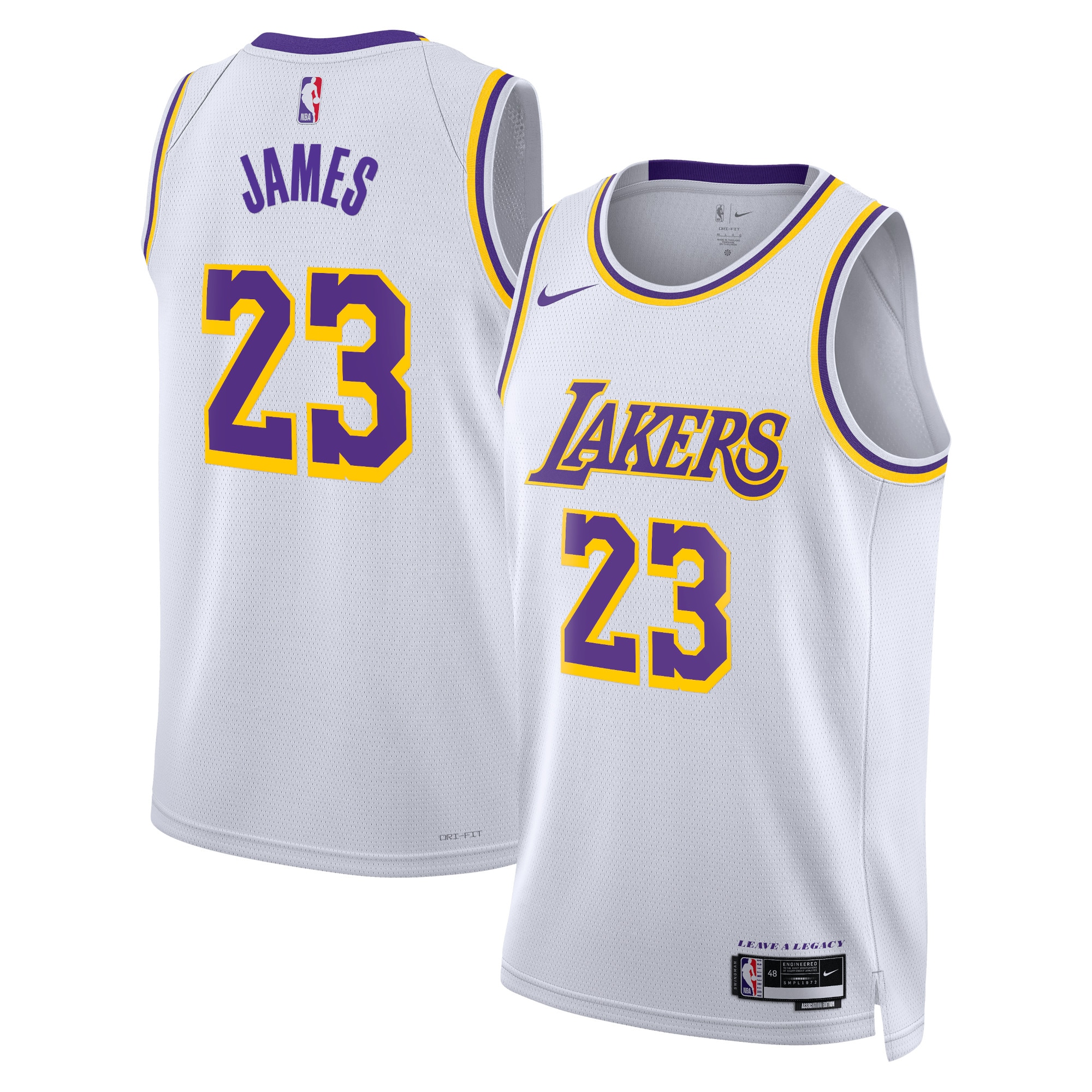 Los Angeles Lakers Association Edition Swingman Basketball Jersey - White - Lebron James - Unisex - JS780 