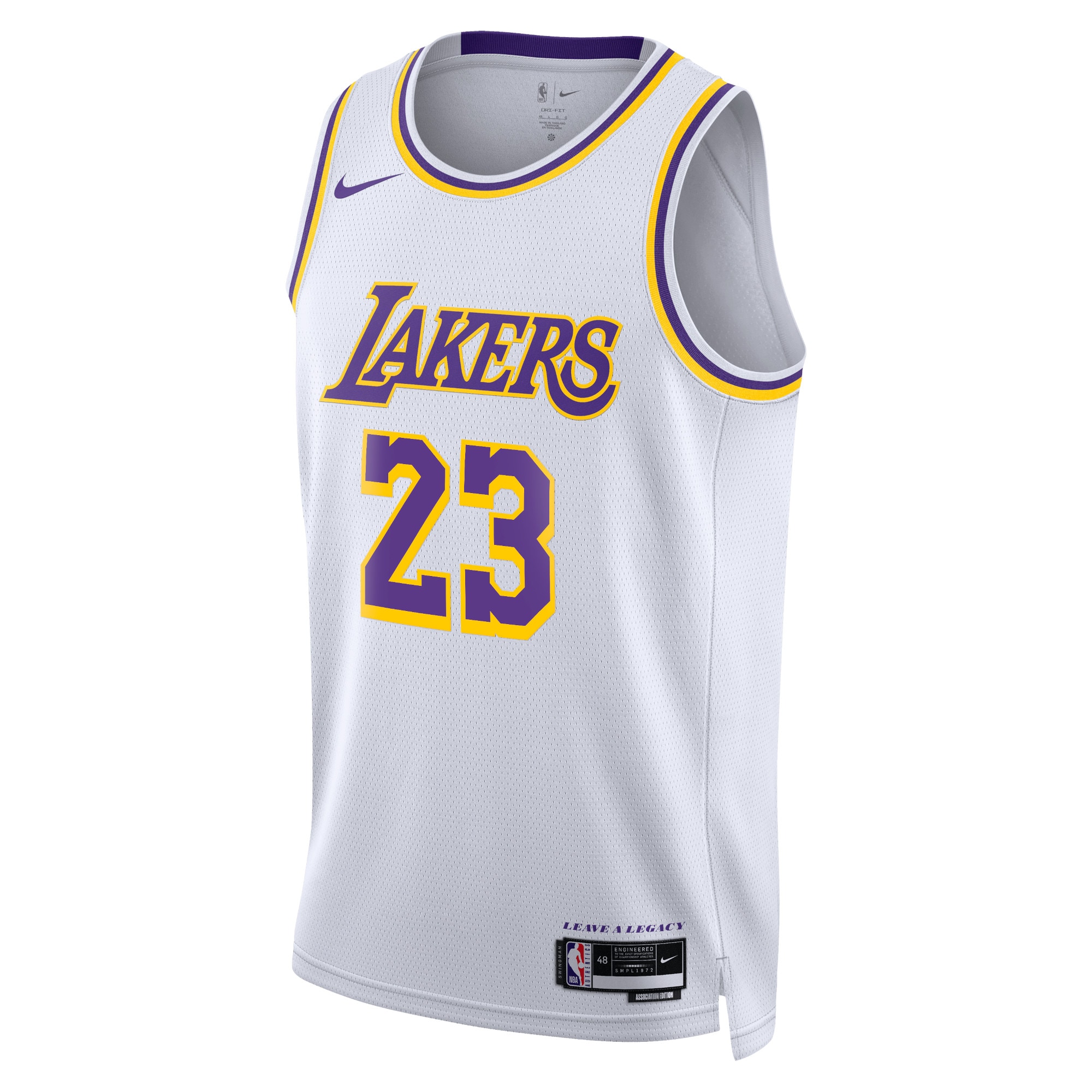 Alternative view of Los Angeles Lakers Association Edition Swingman Basketball Jersey - White - Lebron James - Unisex - JS780 