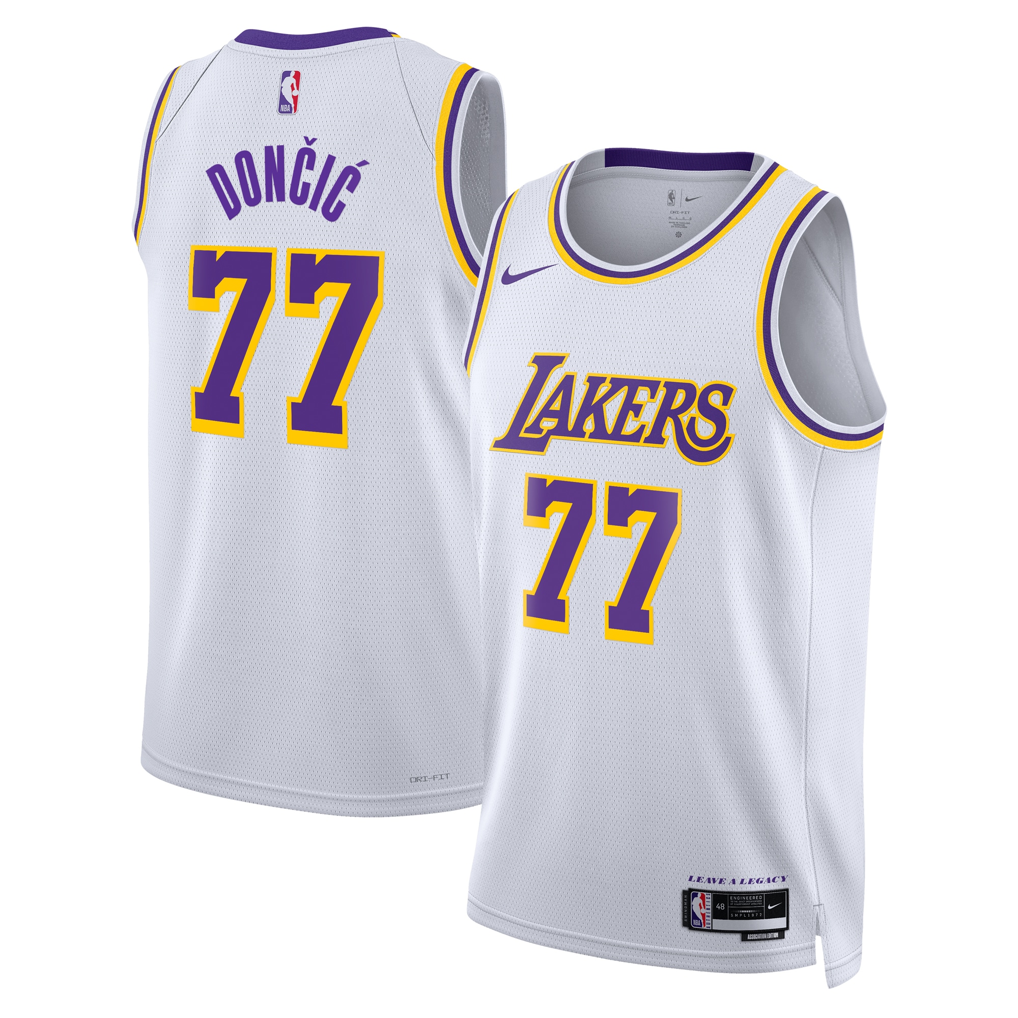 Los Angeles Lakers Association Edition Swingman Basketball Jersey - White - Luka Dončić - Unisex - JS302 